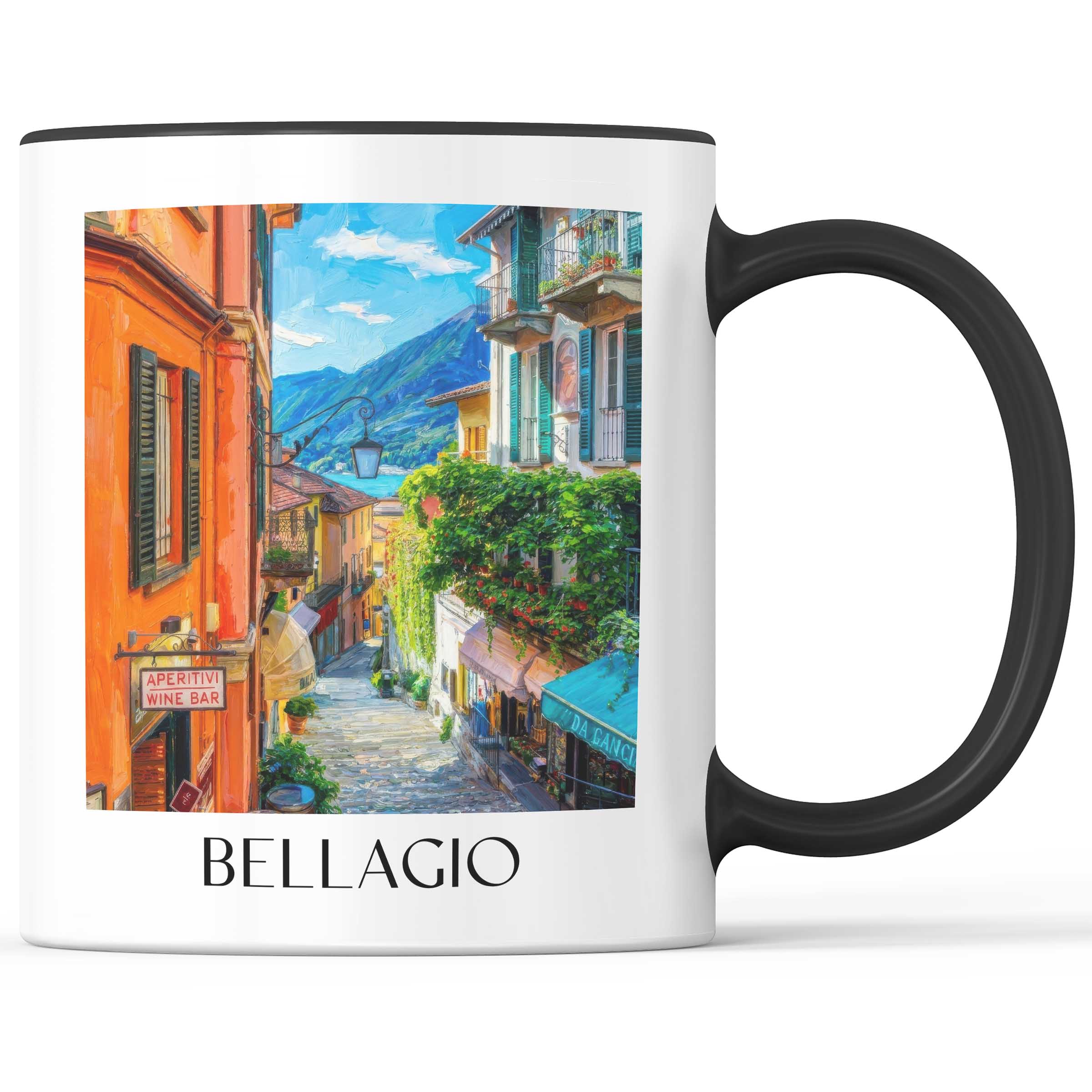 Bellagio Kaffeebecher - Comer See - Italien Becher - Kaffeetasse im Ölgemälde Stil