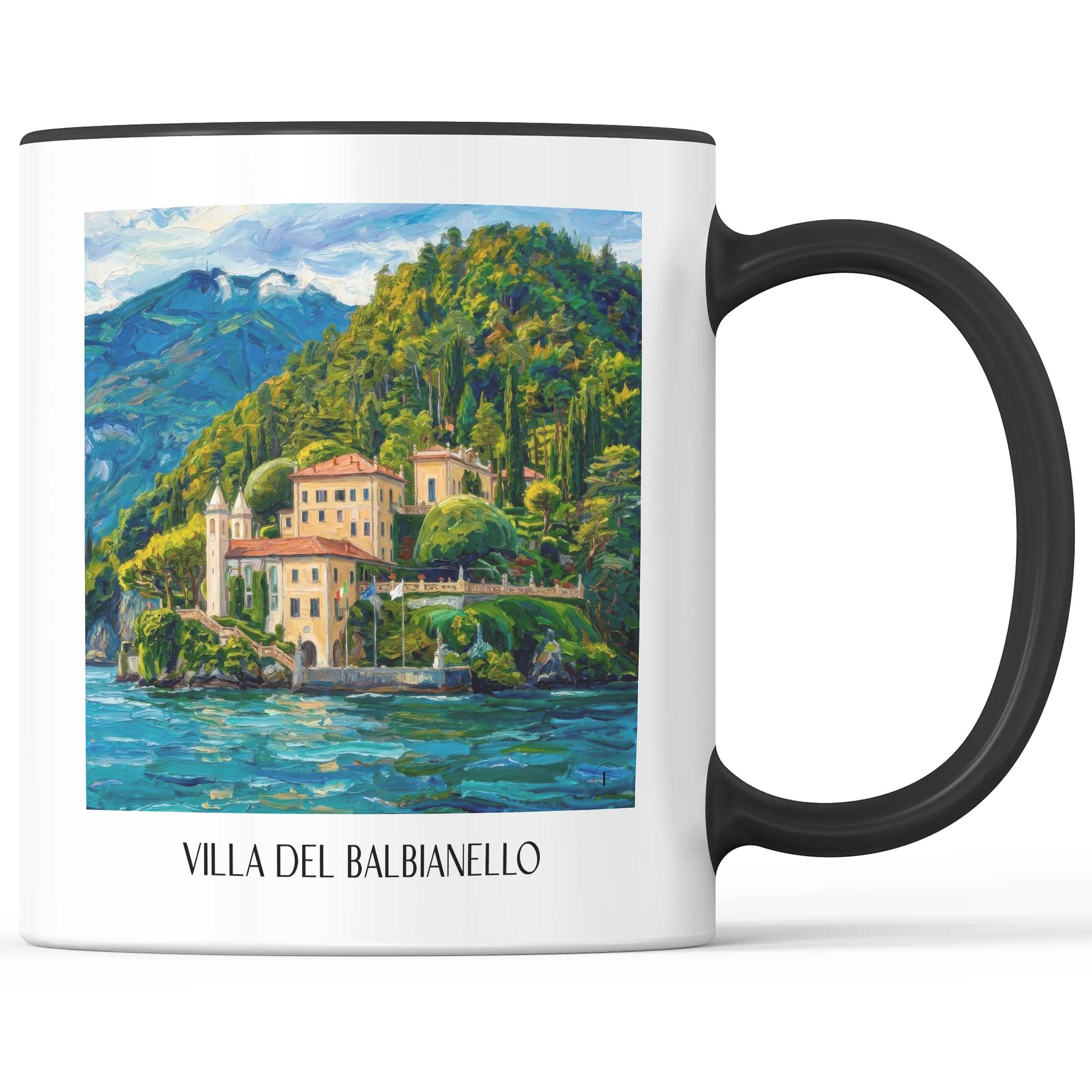 Villa del Balbianello Kaffeebecher - Comer See - Italien Becher - Kaffeetasse im Ölgemälde Stil