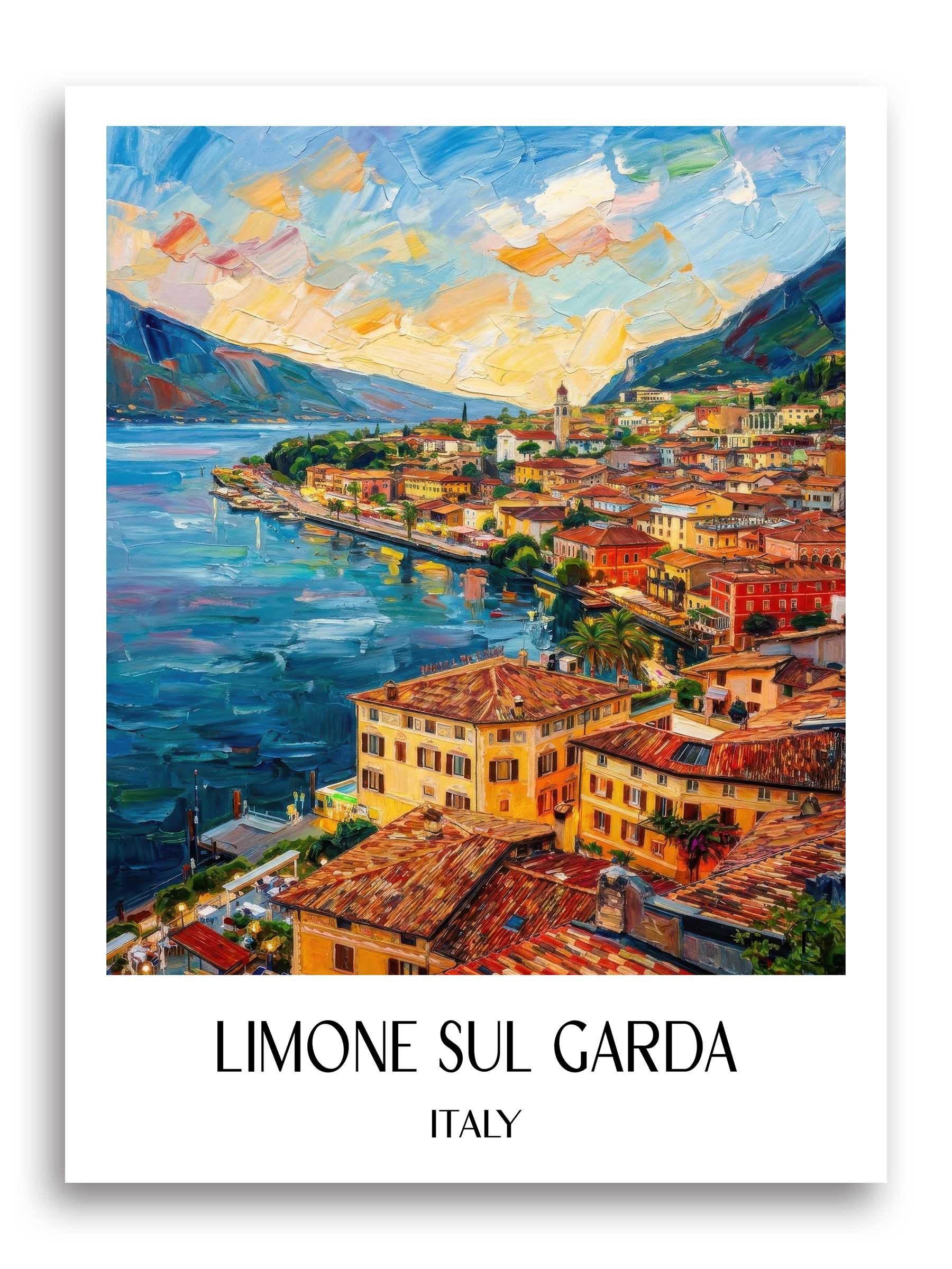 Limone sul Garda Poster - Gardasee - Italien Kunstdruck - Ölgemälde von A4 bis A1