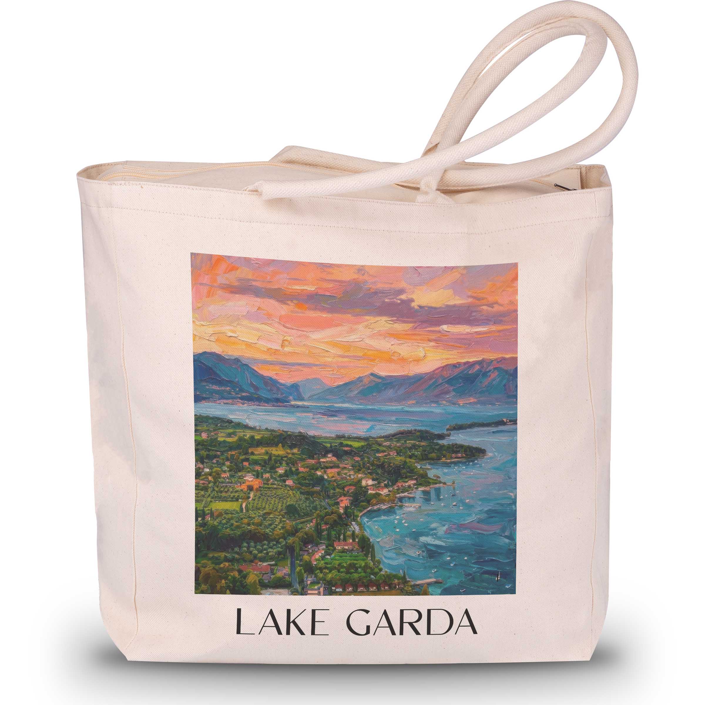 Gardasee Shopping Tasche - Italien - Italien Tote Bag - Einkaufstasche im Ölgemälde Stil