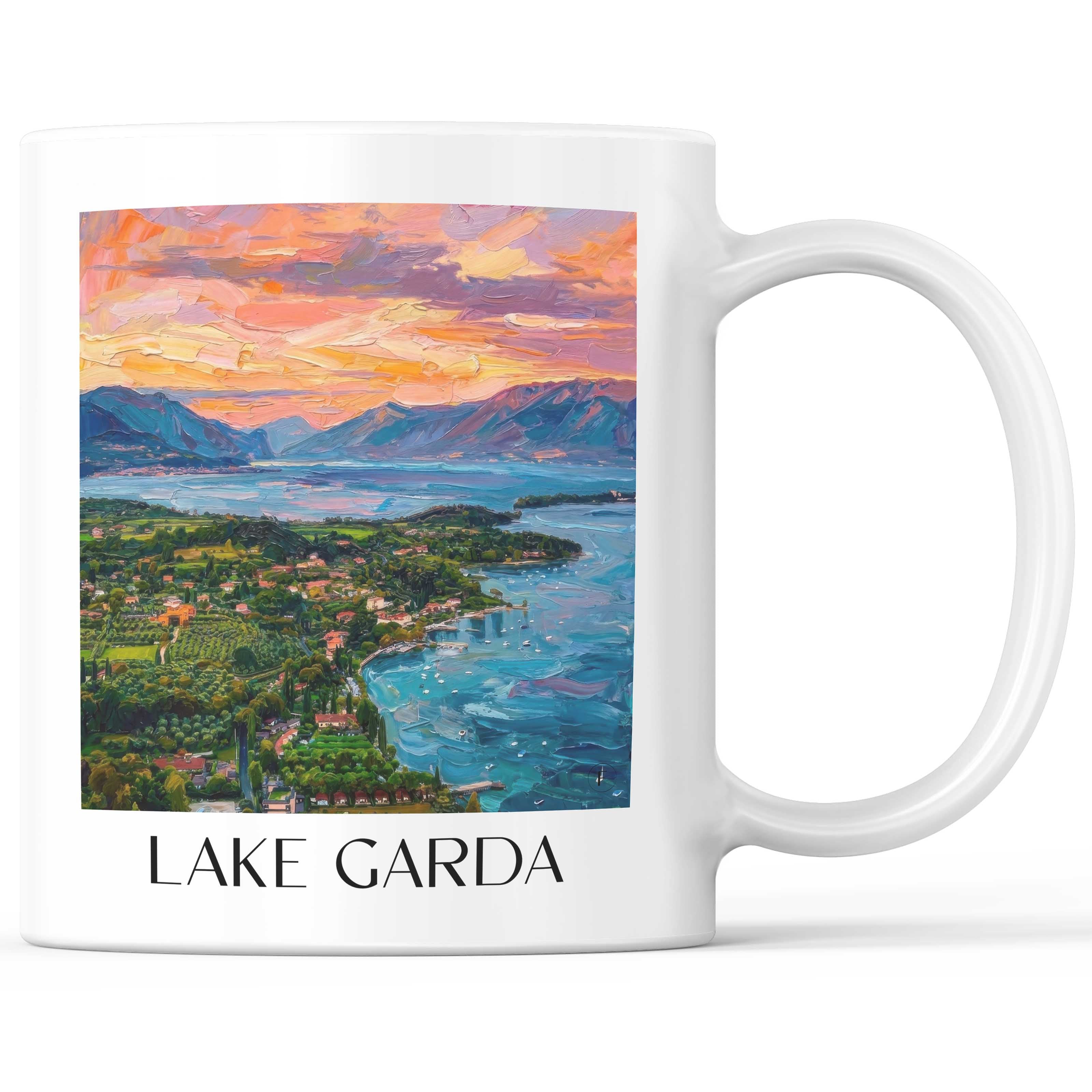 Gardasee Kaffeebecher - Italien - Italien Becher - Kaffeetasse im Ölgemälde Stil
