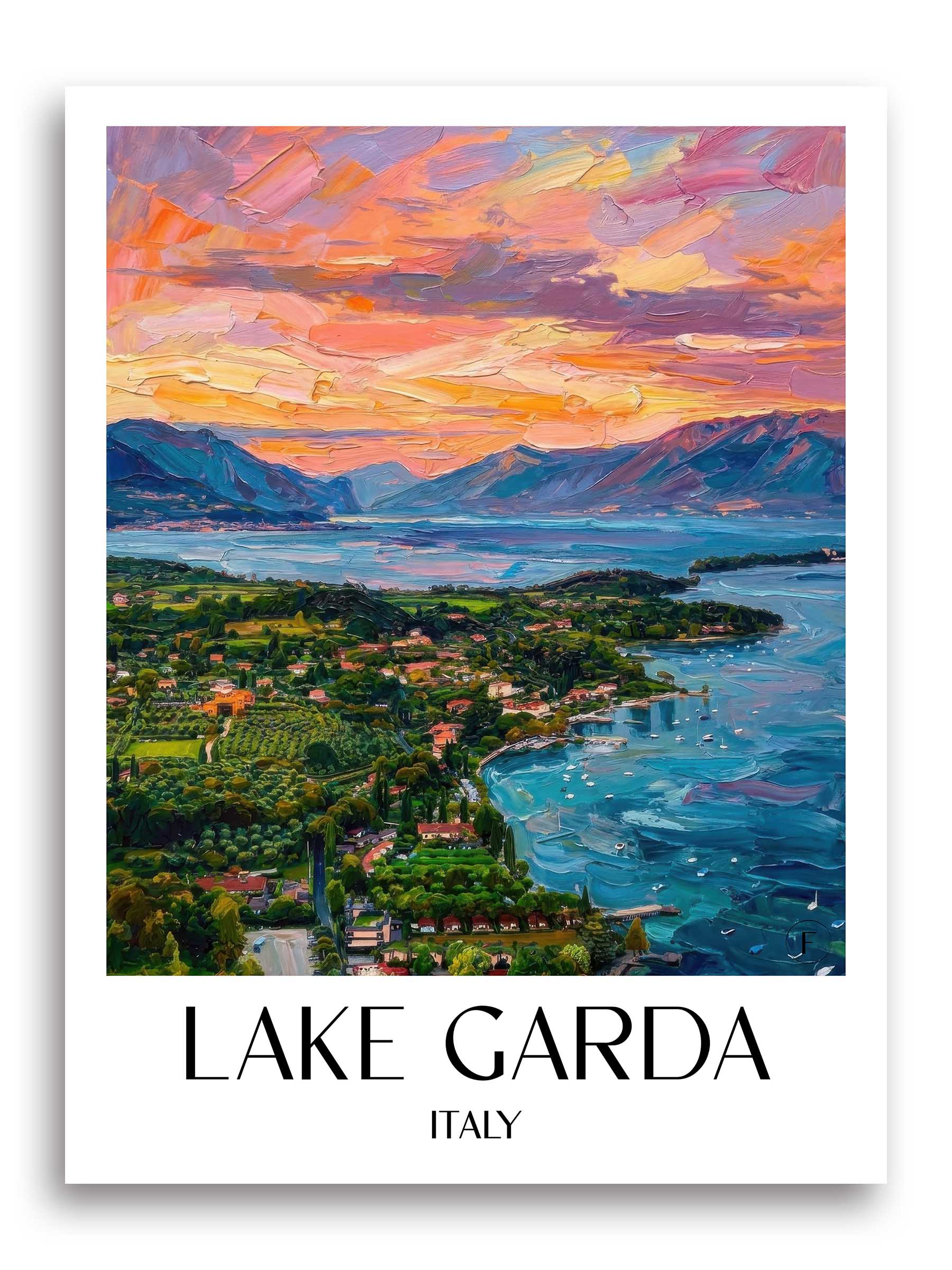 Gardasee Poster - Italien - Italien Kunstdruck - Ölgemälde von A4 bis A1