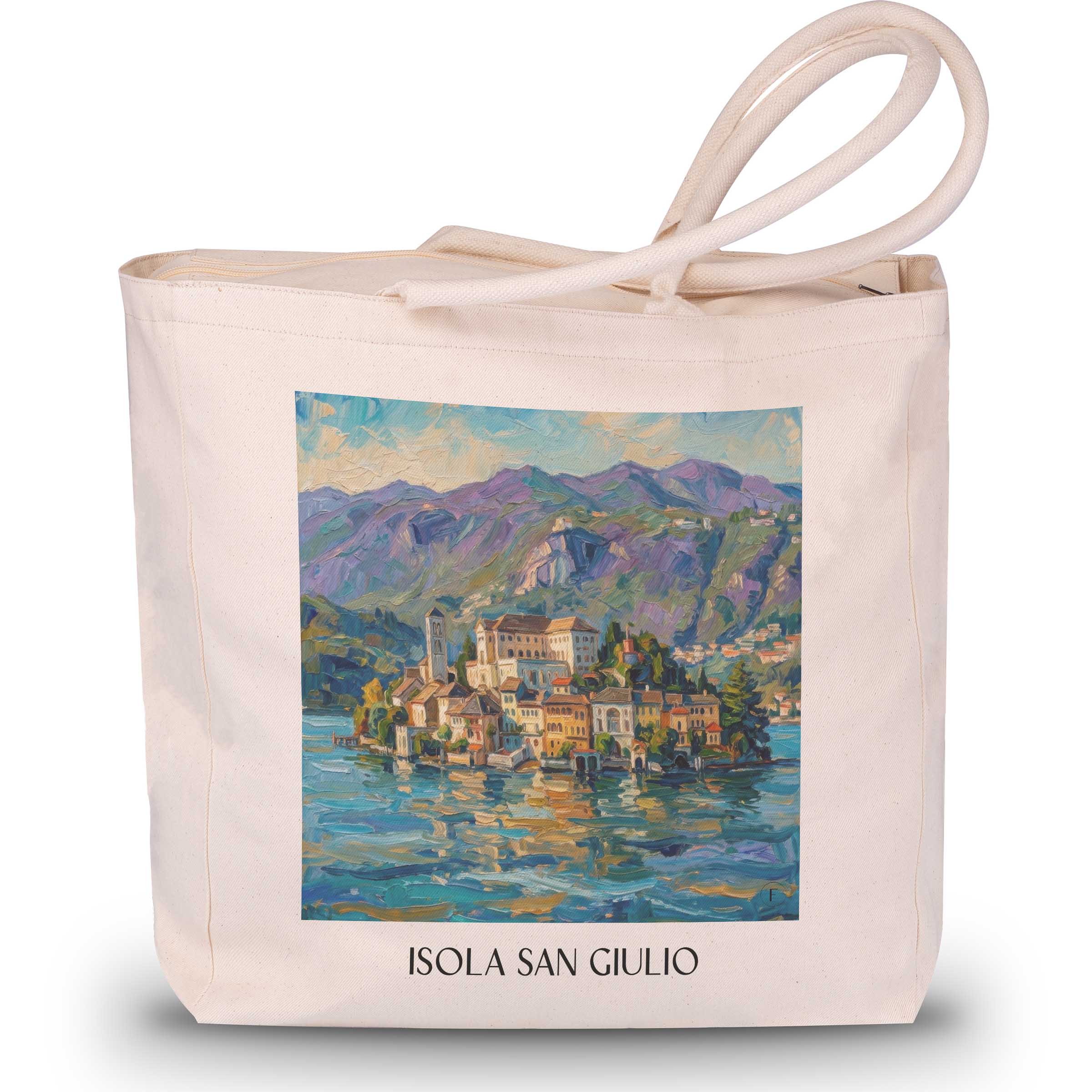isola-san-giulio-lago-d´orta-italien-einkaufstasche-oil-painting-oelgemaelde