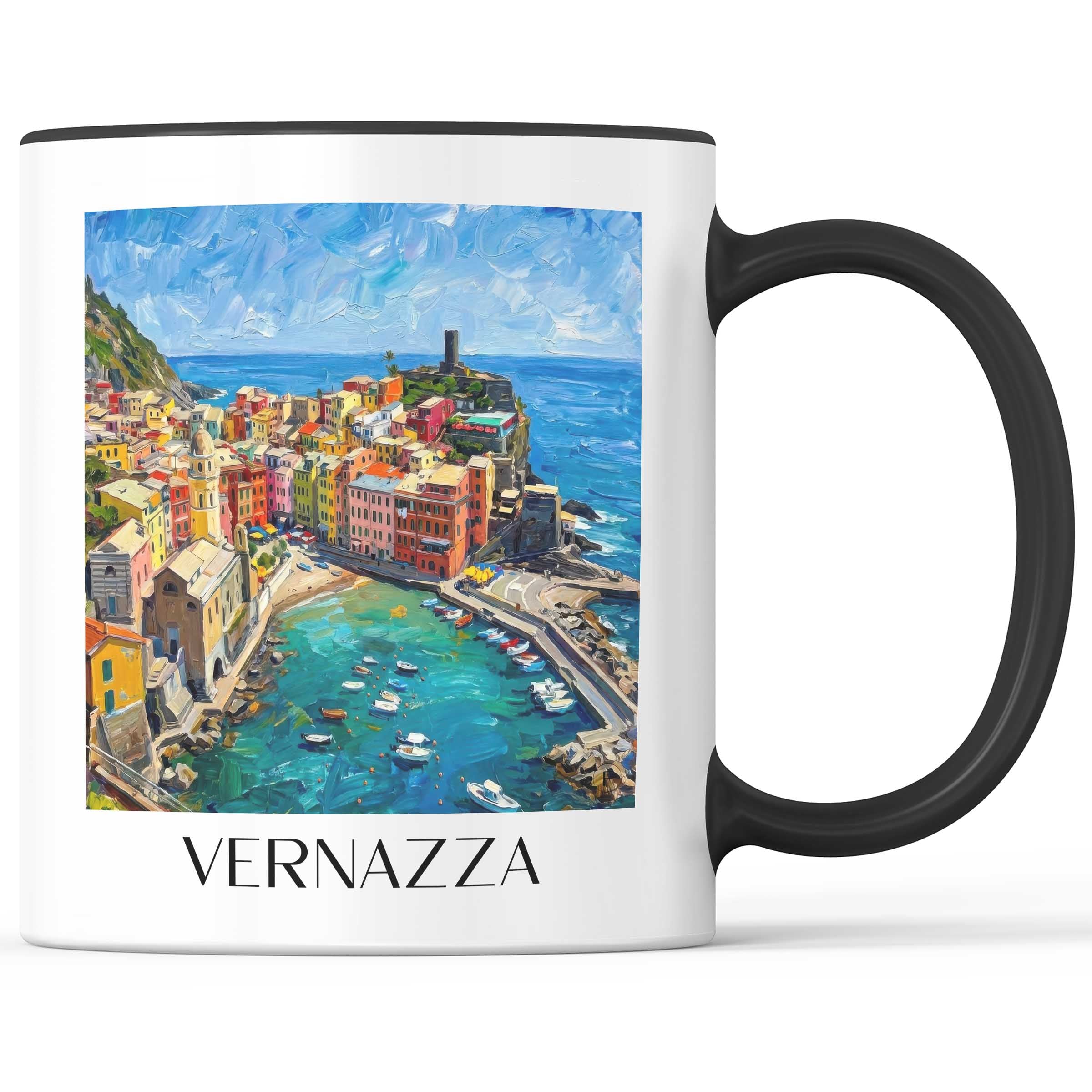 Vernazza Kaffeebecher - Cinque Terre - Italien Becher - Kaffeetasse im Ölgemälde Stil