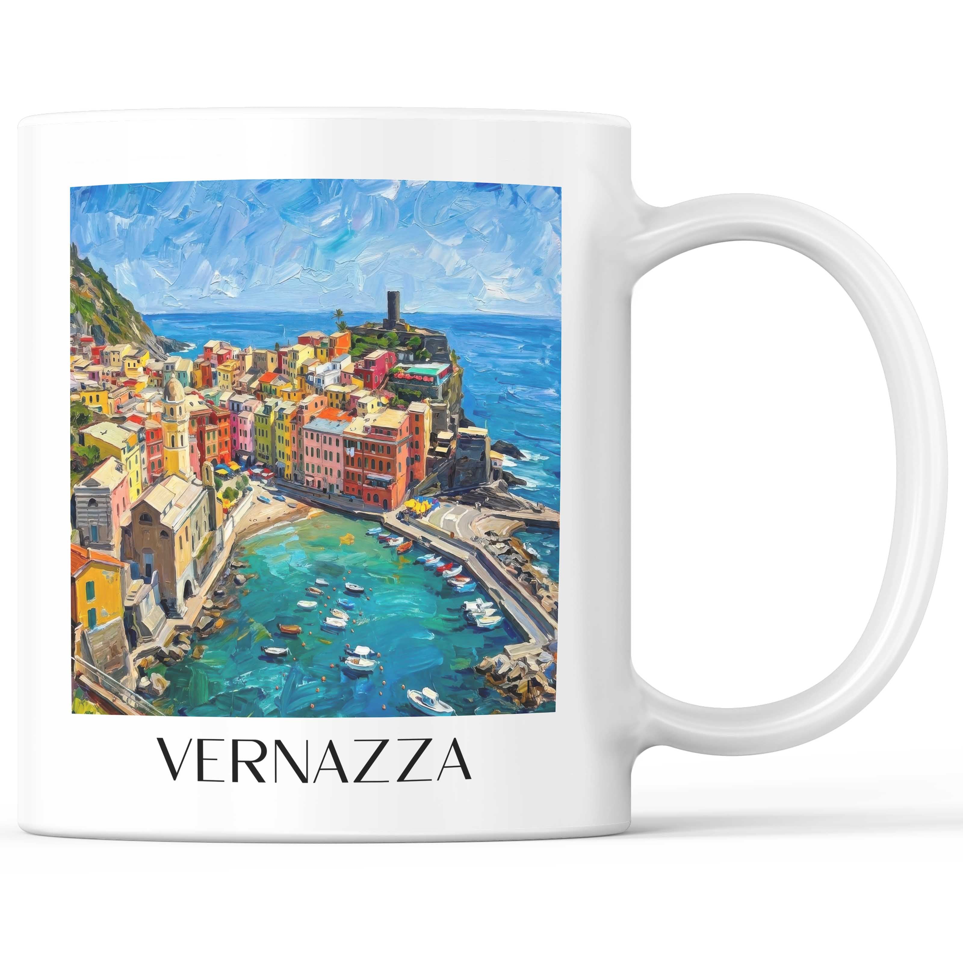 Vernazza Kaffeebecher - Cinque Terre - Italien Becher - Kaffeetasse im Ölgemälde Stil