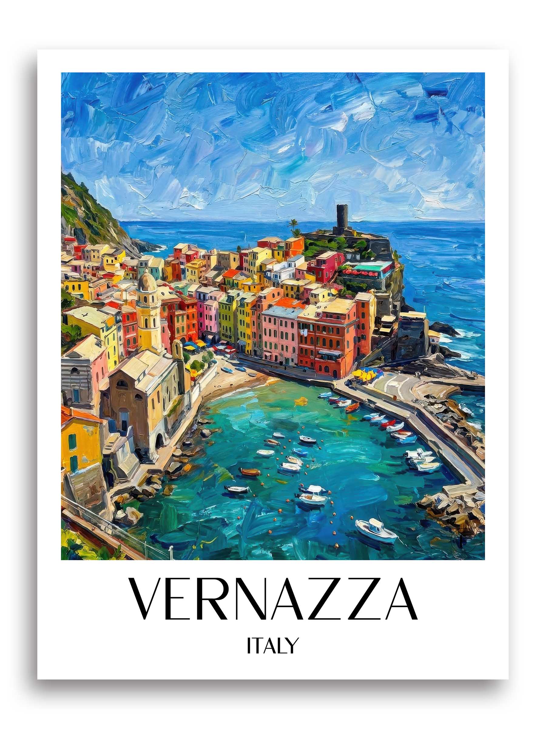 Vernazza Poster - Cinque Terre - Italien Kunstdruck - Ölgemälde von A4 bis A1