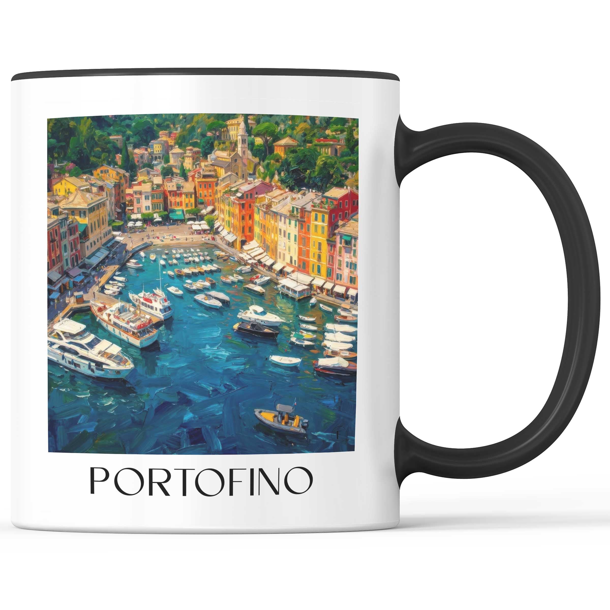Portofino Kaffeebecher - Ligurien - Italien Becher - Kaffeetasse im Ölgemälde Stil