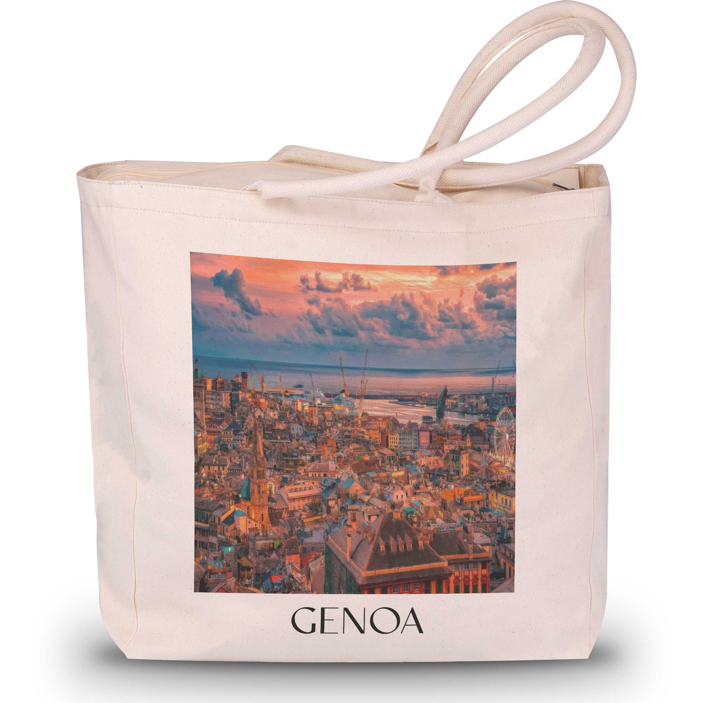 Genua Shopping Tasche - Italien - Italien Tote Bag - Einkaufstasche im Ölgemälde Stil