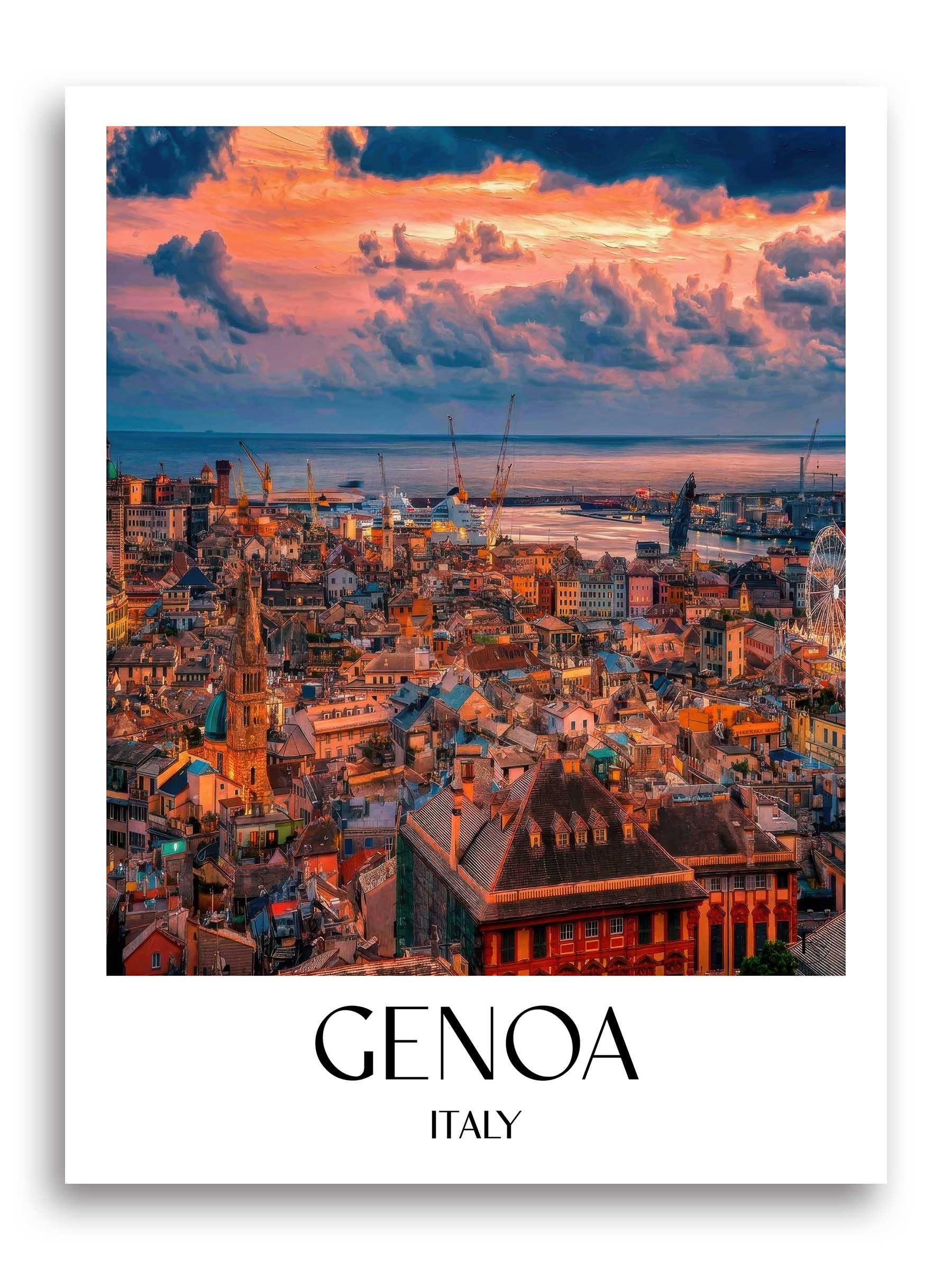 Genua Poster - Italien - Italien Kunstdruck - Ölgemälde von A4 bis A1