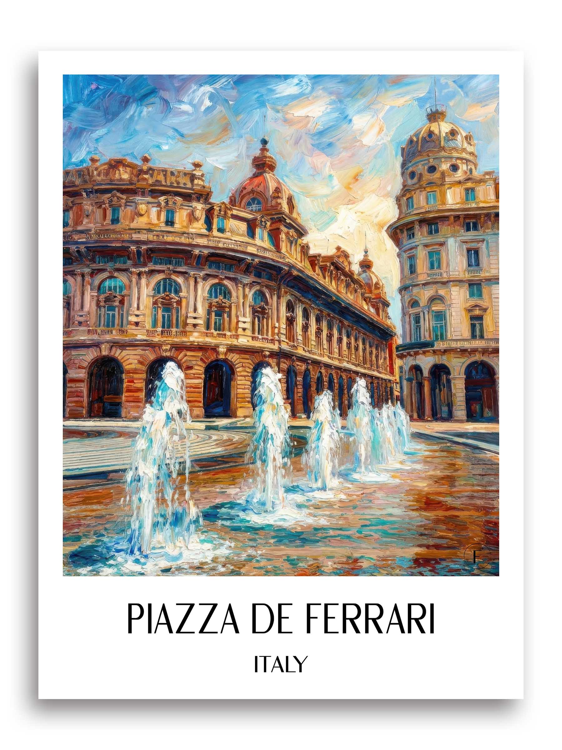 Piazza de Ferrari Poster - Genua - Italien Kunstdruck - Ölgemälde von A4 bis A1