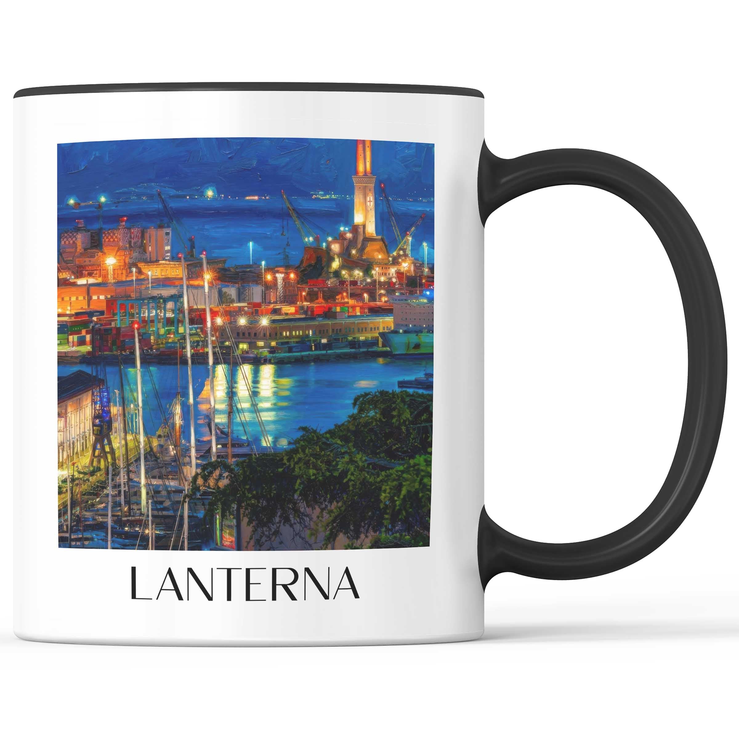 Lanterna Kaffeebecher - Genua - Italien Becher - Kaffeetasse im Ölgemälde Stil
