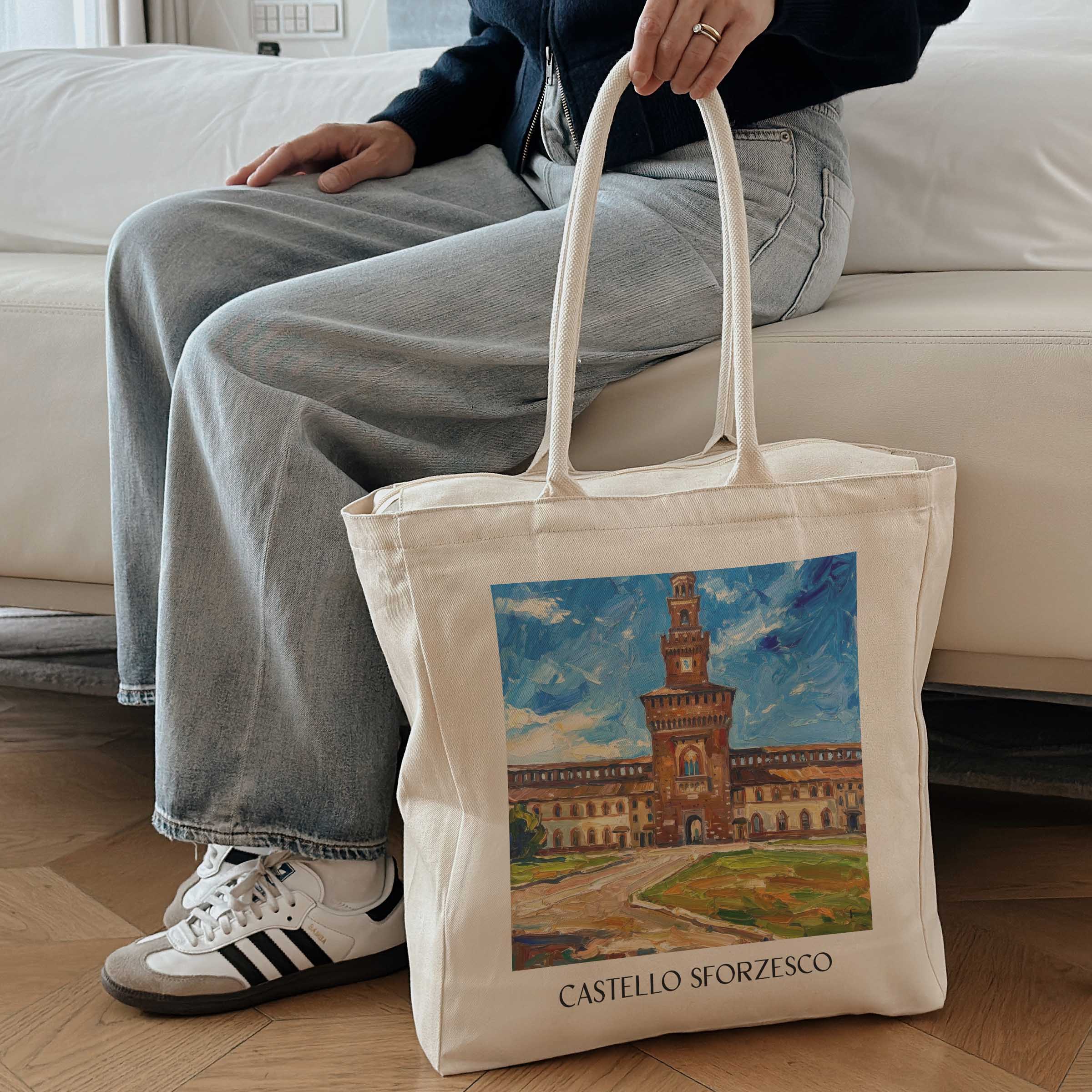 castello-sforzesco-mailand-italien-einkaufstasche-oil-painting-oelgemaelde