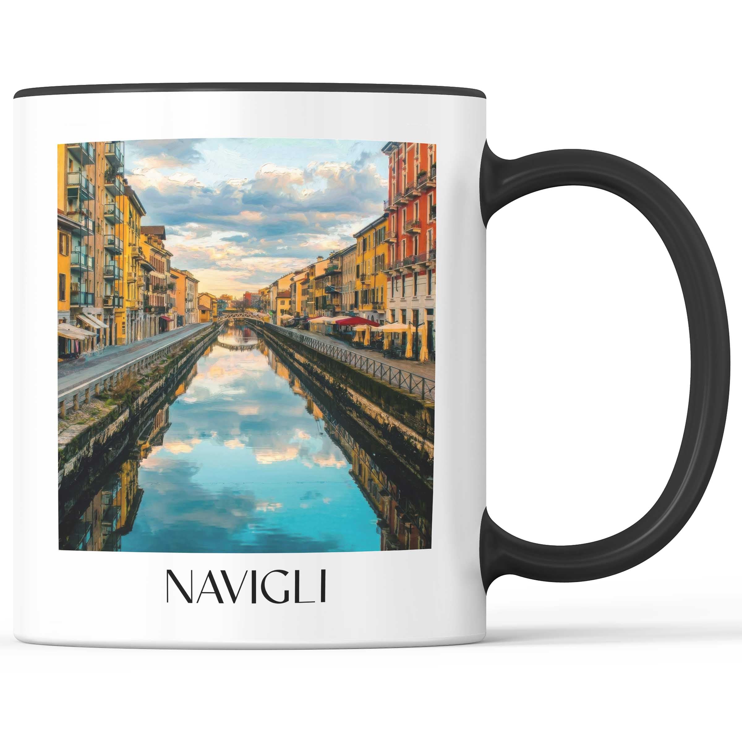 Navigli Kaffeebecher - Mailand - Italien Becher - Kaffeetasse im Ölgemälde Stil