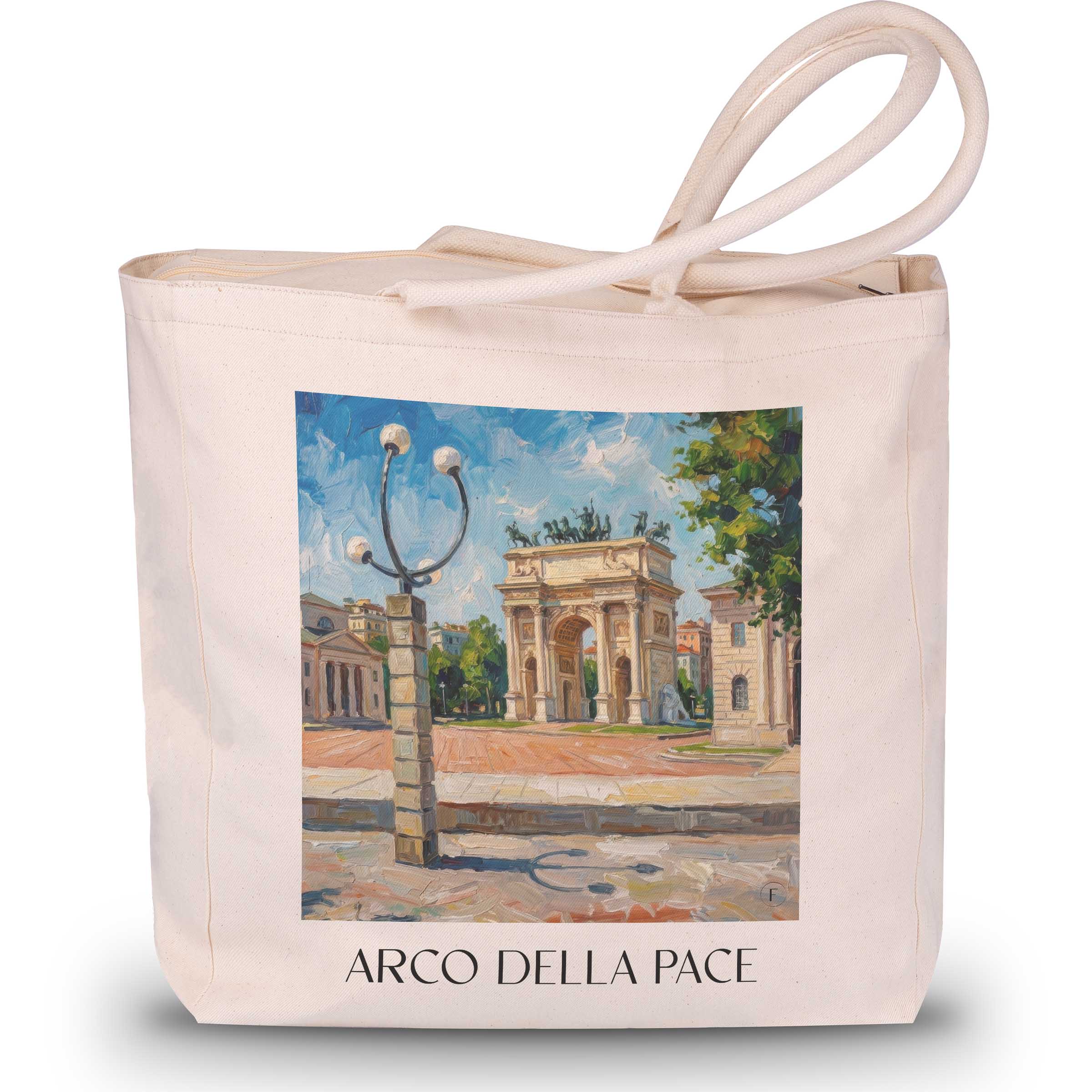 arco-della-pace-mailand-italien-einkaufstasche-oil-painting-oelgemaelde