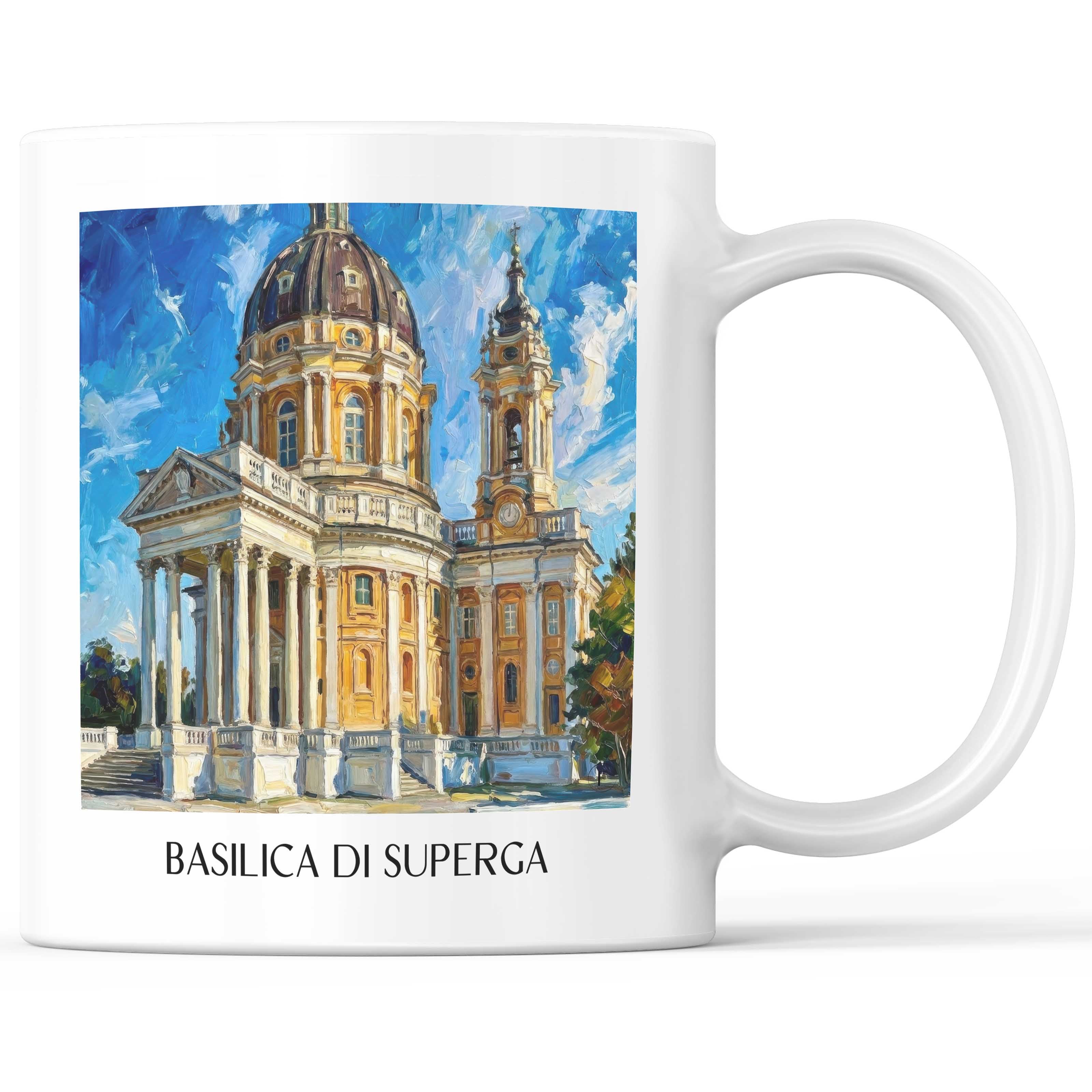 Basilica di Superga Kaffeebecher - Turin - Italien Becher - Kaffeetasse im Ölgemälde Stil