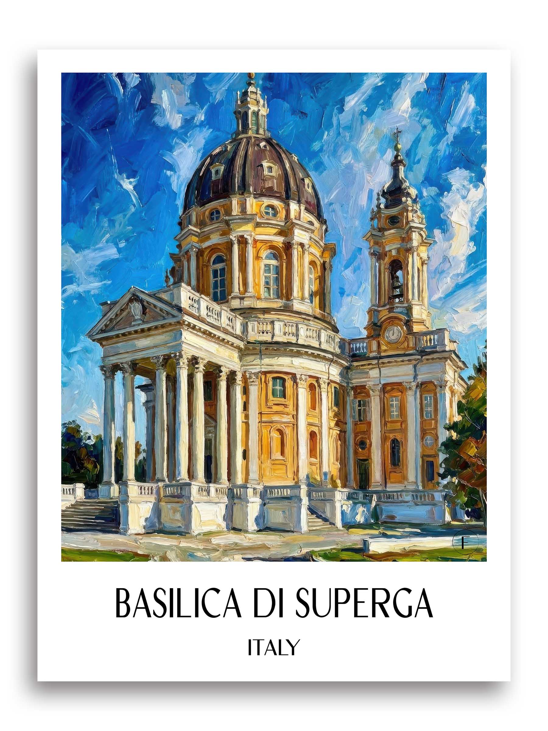 Basilica di Superga Poster - Turin - Italien Kunstdruck - Ölgemälde von A4 bis A1