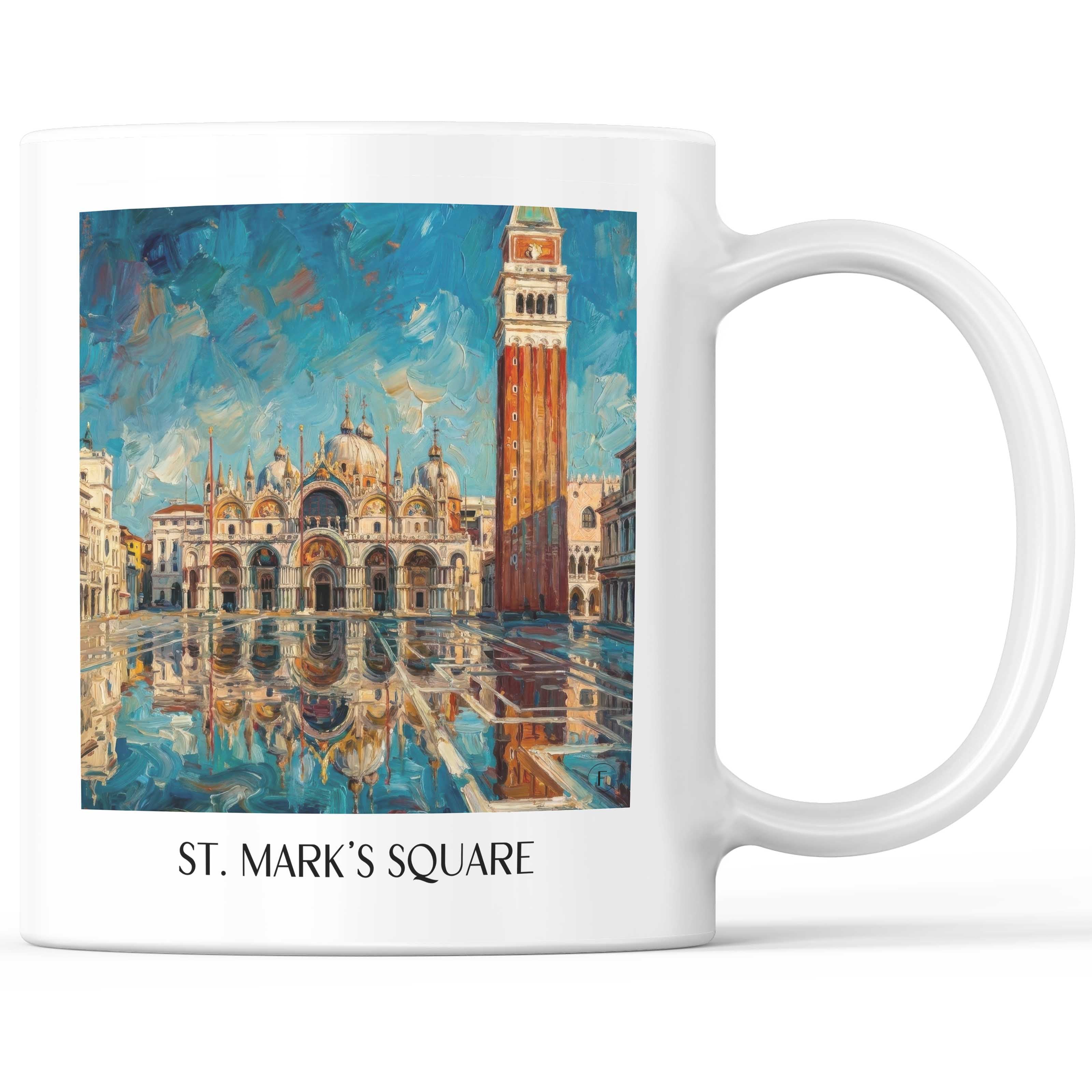 Markusplatz Kaffeebecher - Venedig - Italien Becher - Kaffeetasse im Ölgemälde Stil