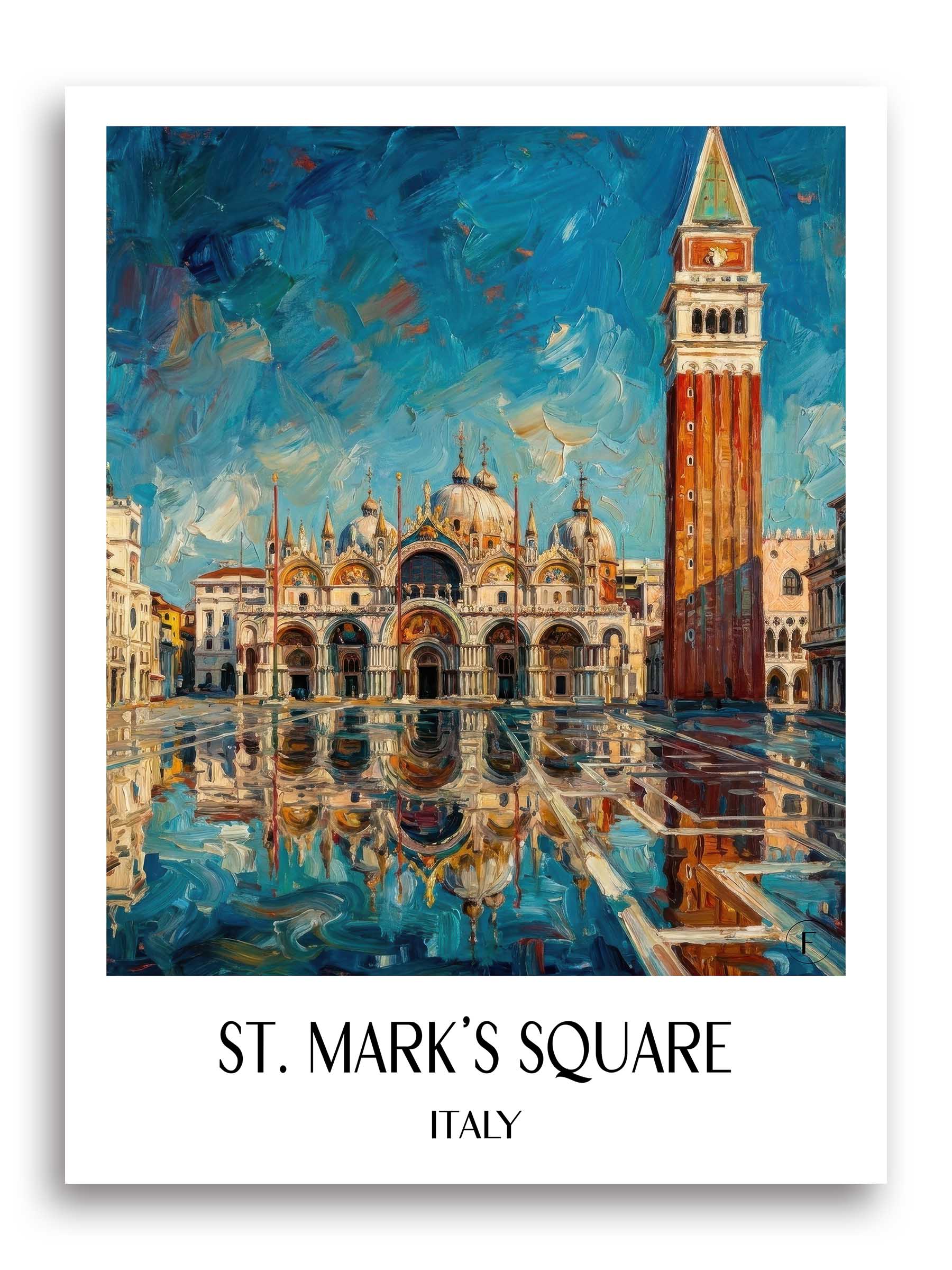 Markusplatz Poster - Venedig - Italien Kunstdruck - Ölgemälde von A4 bis A1