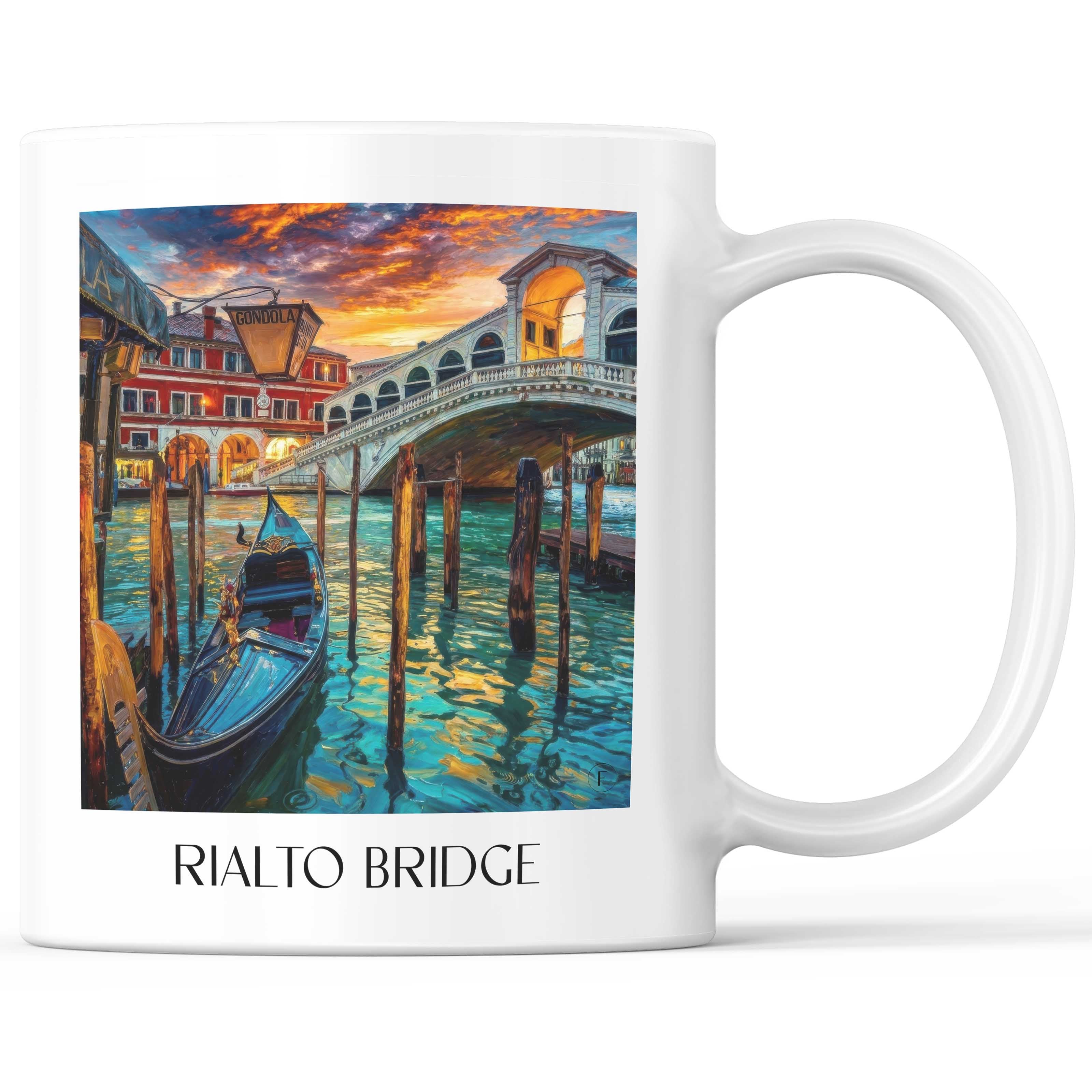 Rialtobrücke Kaffeebecher - Venedig - Italien Becher - Kaffeetasse im Ölgemälde Stil