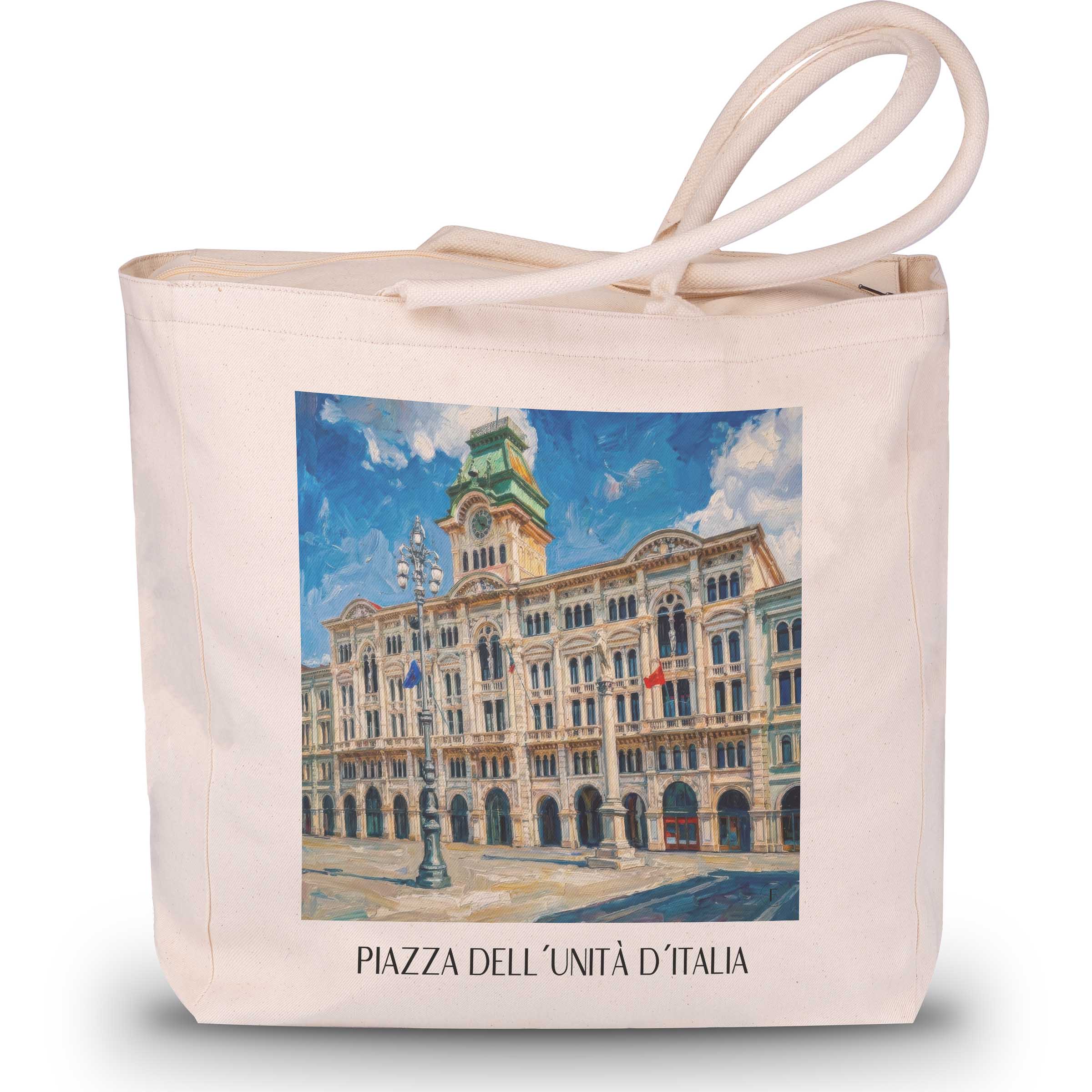 piazza-dell´unità-d´italia-triest-italien-einkaufstasche-oil-painting-oelgemaelde