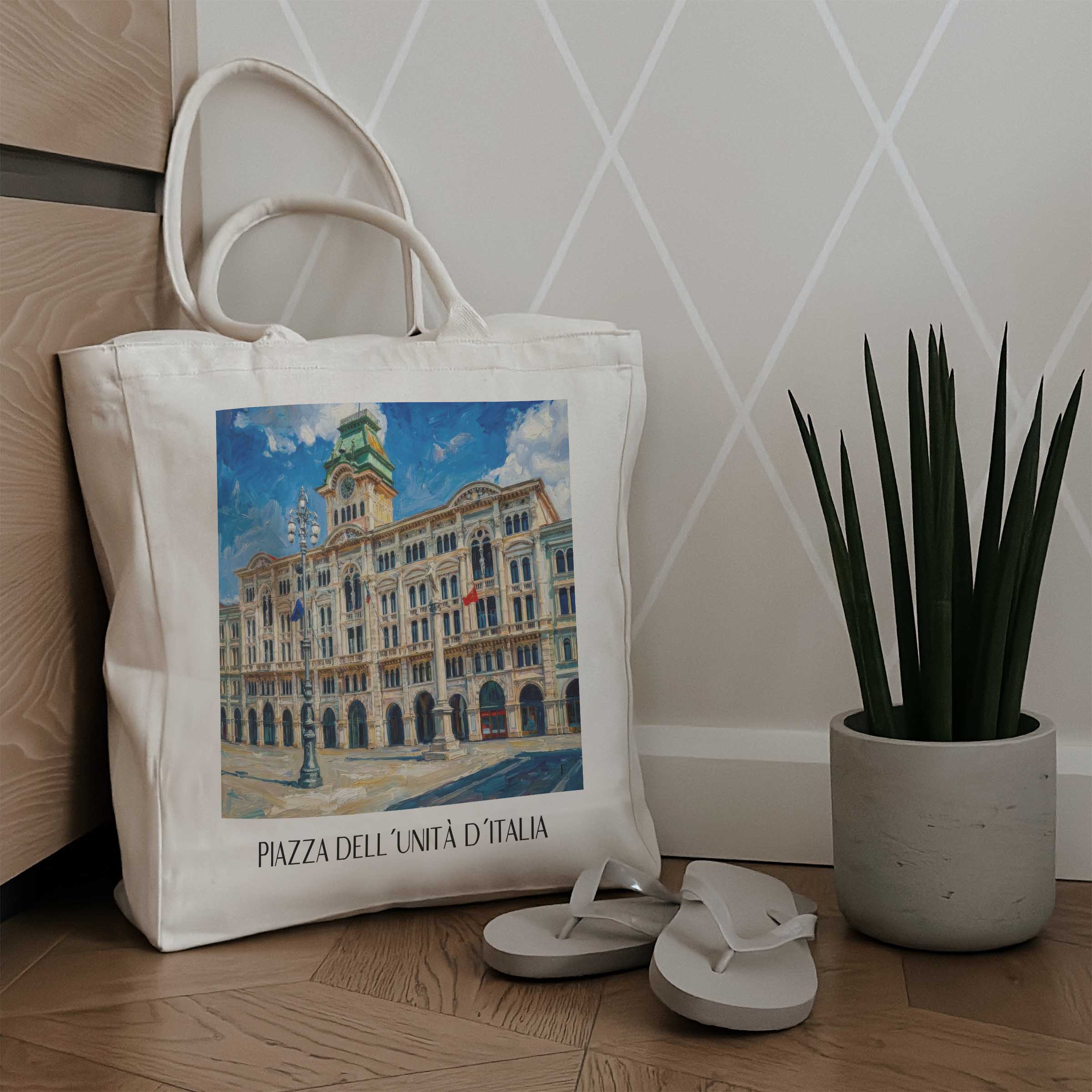 piazza-dell´unità-d´italia-triest-italien-einkaufstasche-oil-painting-oelgemaelde
