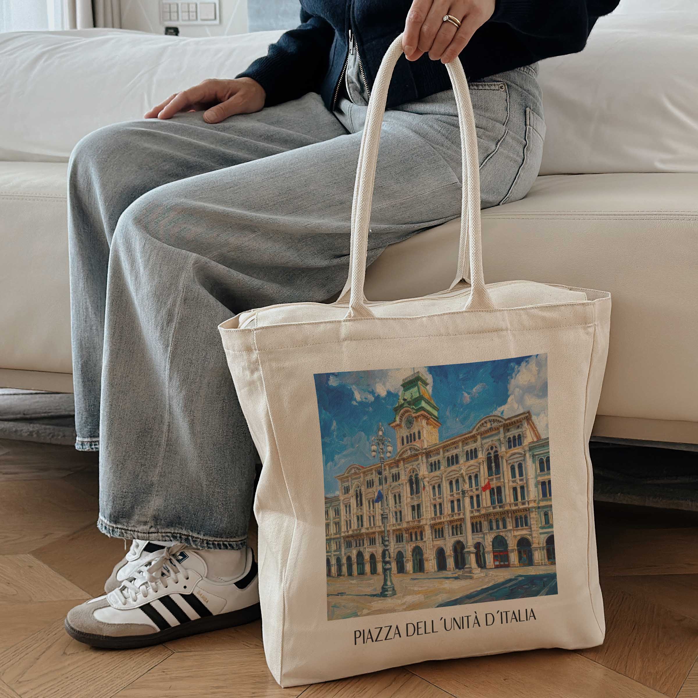 piazza-dell´unità-d´italia-triest-italien-einkaufstasche-oil-painting-oelgemaelde
