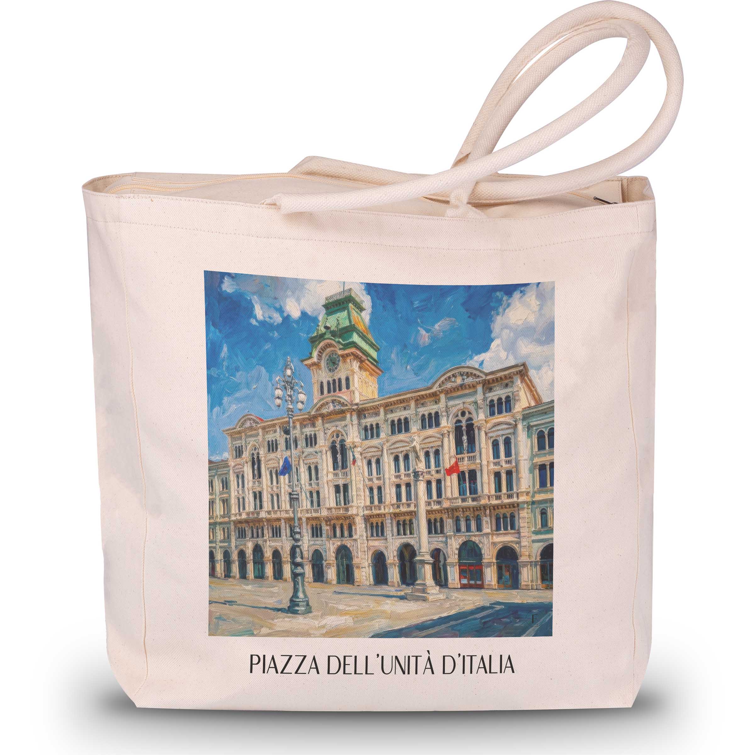 Piazza dell´Unità d´Italia Shopping Tasche - Triest - Italien Tote Bag - Einkaufstasche im Ölgemälde Stil