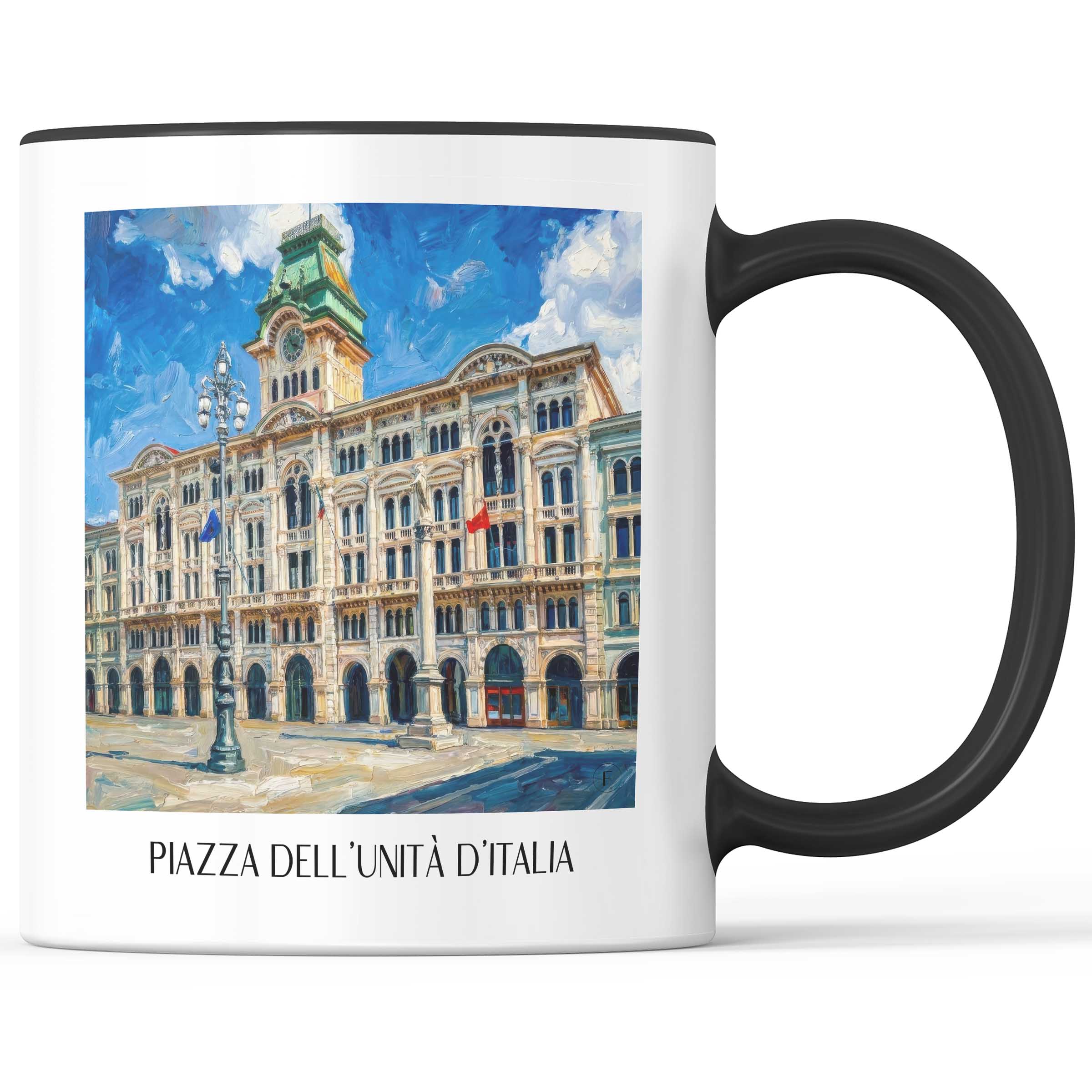 Piazza dell´Unità d´Italia Kaffeebecher - Triest - Italien Becher - Kaffeetasse im Ölgemälde Stil