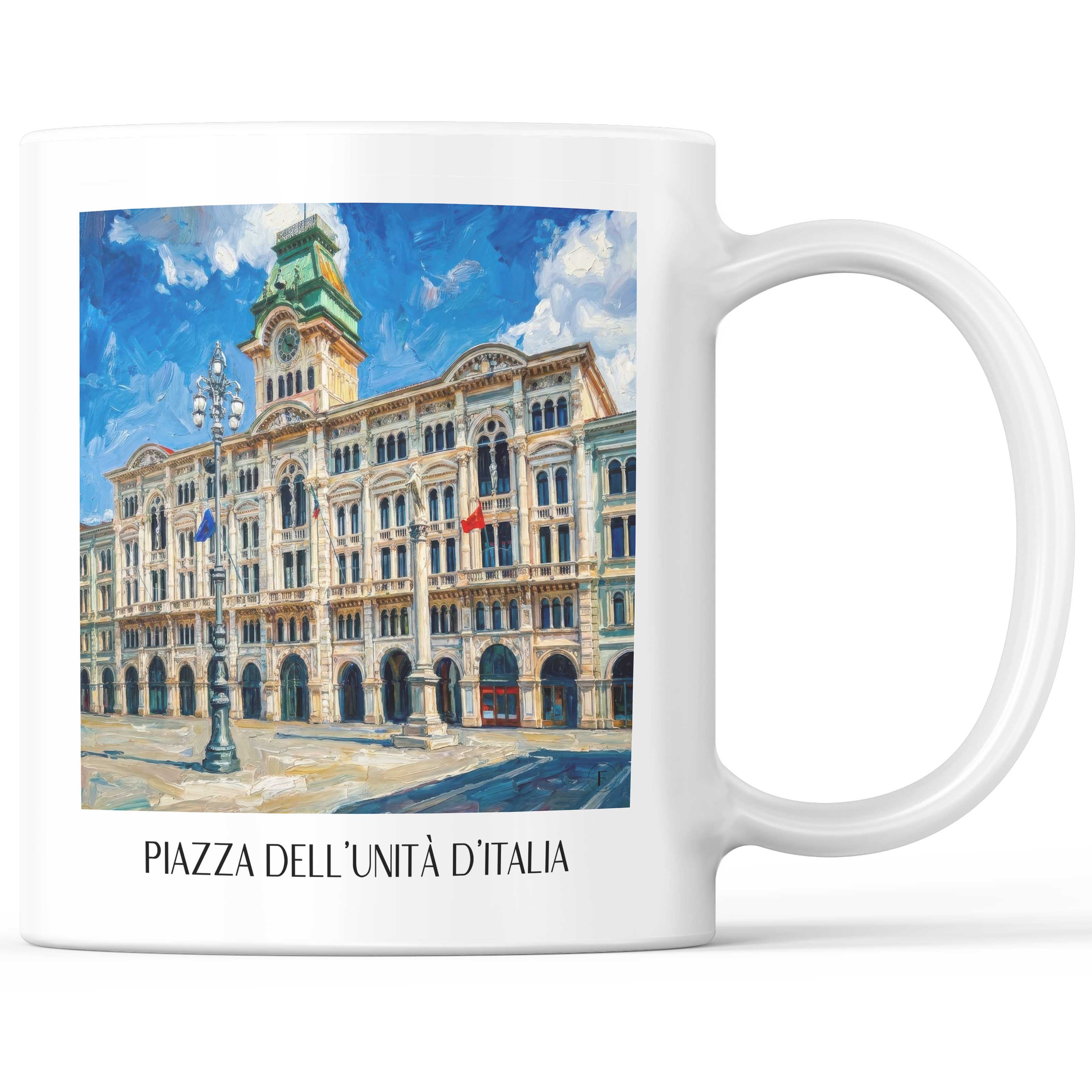 Piazza dell´Unità d´Italia Kaffeebecher - Triest - Italien Becher - Kaffeetasse im Ölgemälde Stil