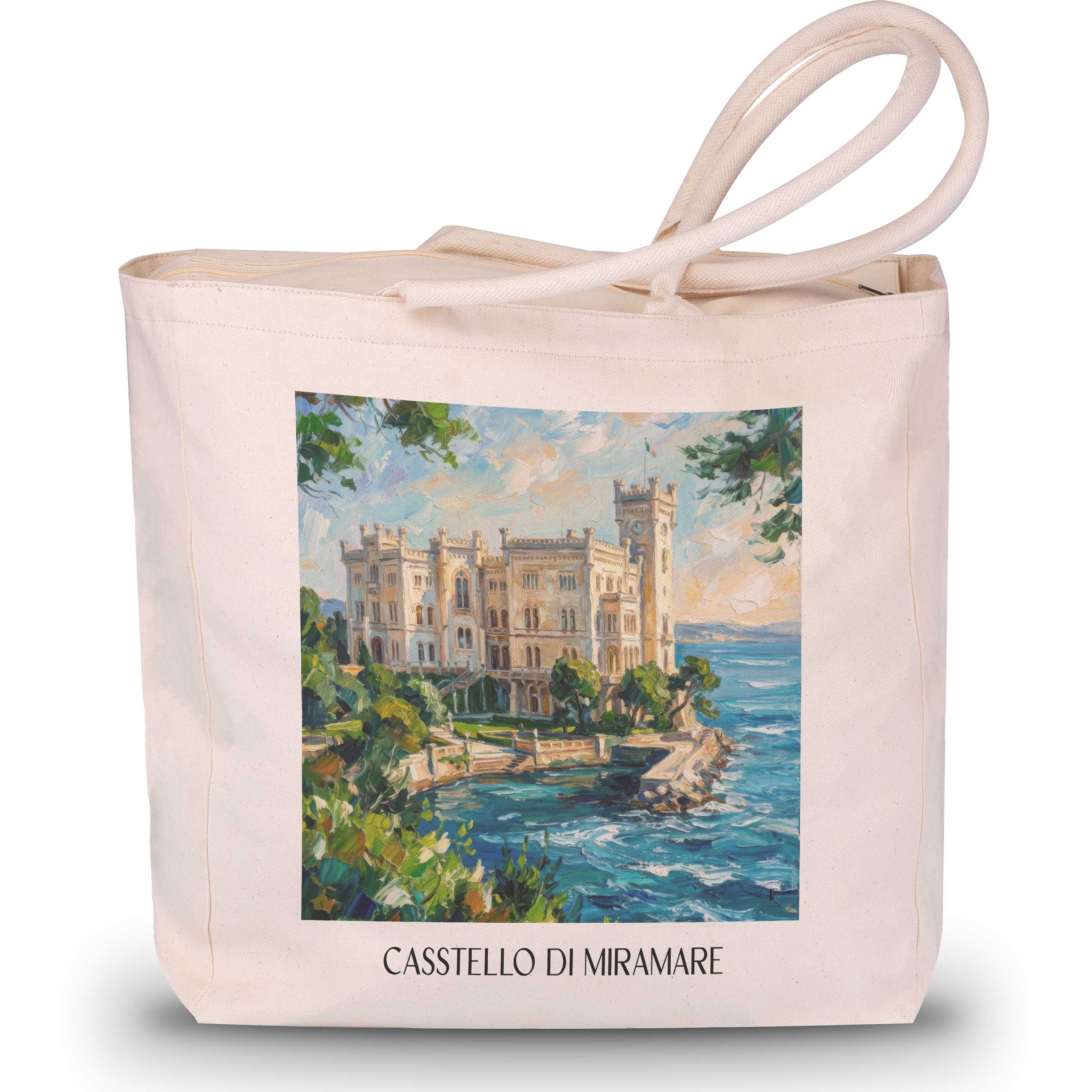 casstello-di-miramare-triest-italien-einkaufstasche-oil-painting-oelgemaelde