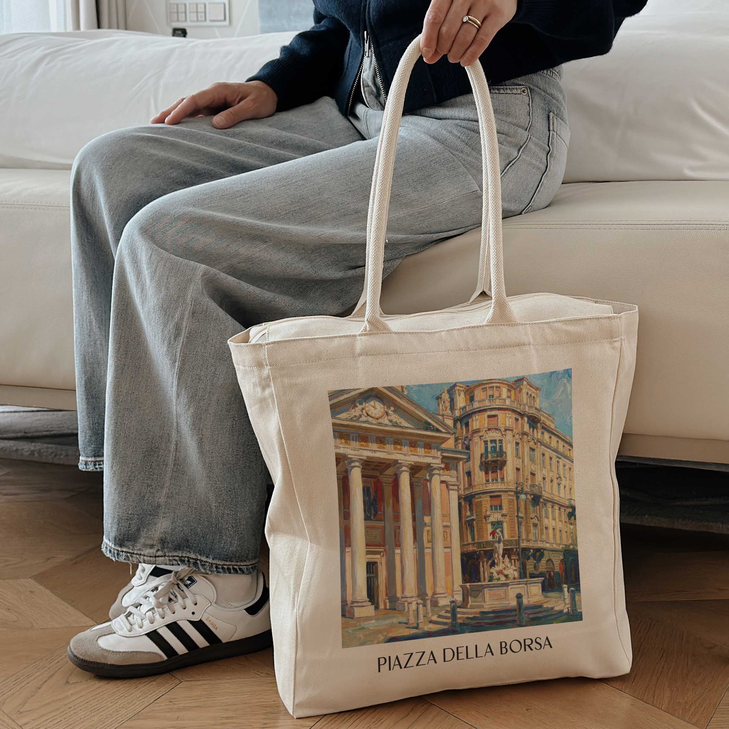 piazza-della-borsa-triest-italien-einkaufstasche-oil-painting-oelgemaelde
