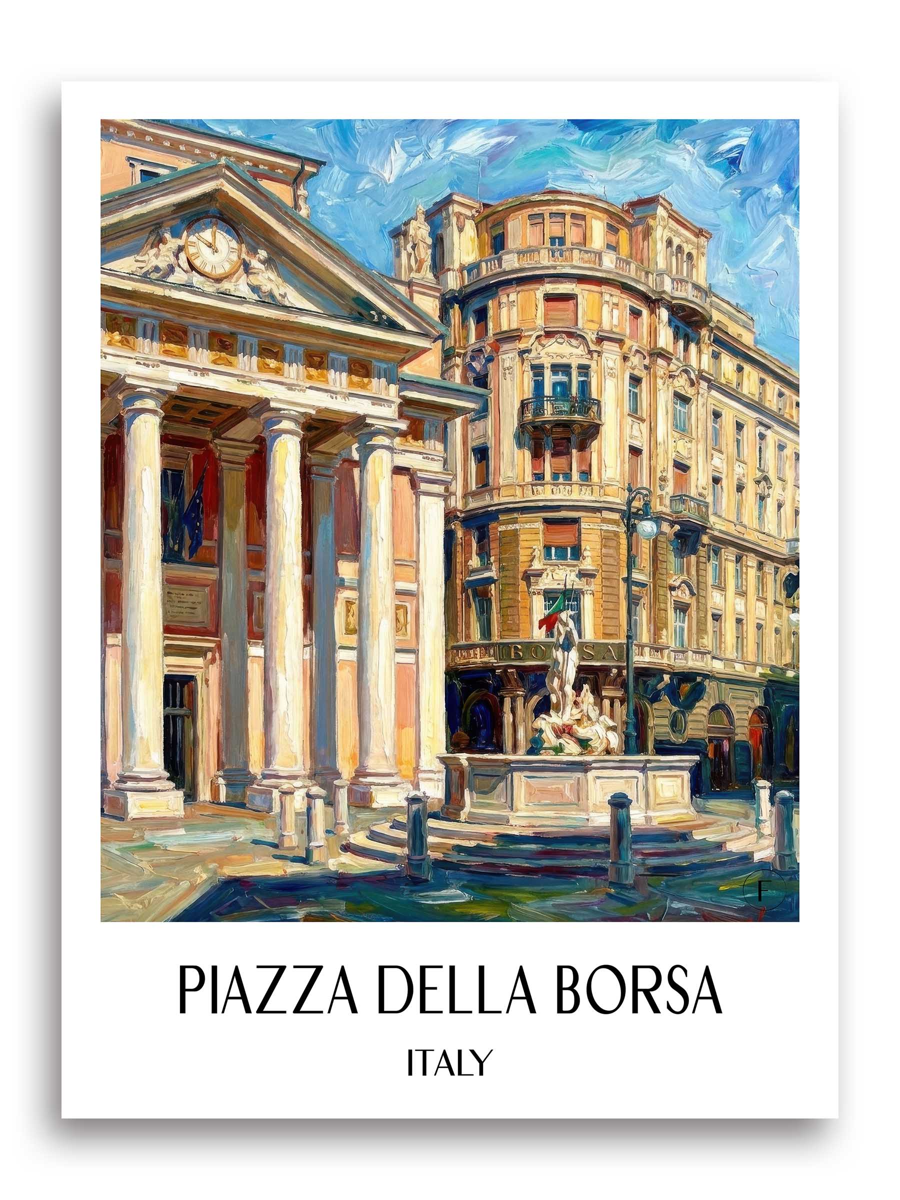Piazza della Borsa Poster - Triest - Italien Kunstdruck - Ölgemälde von A4 bis A1