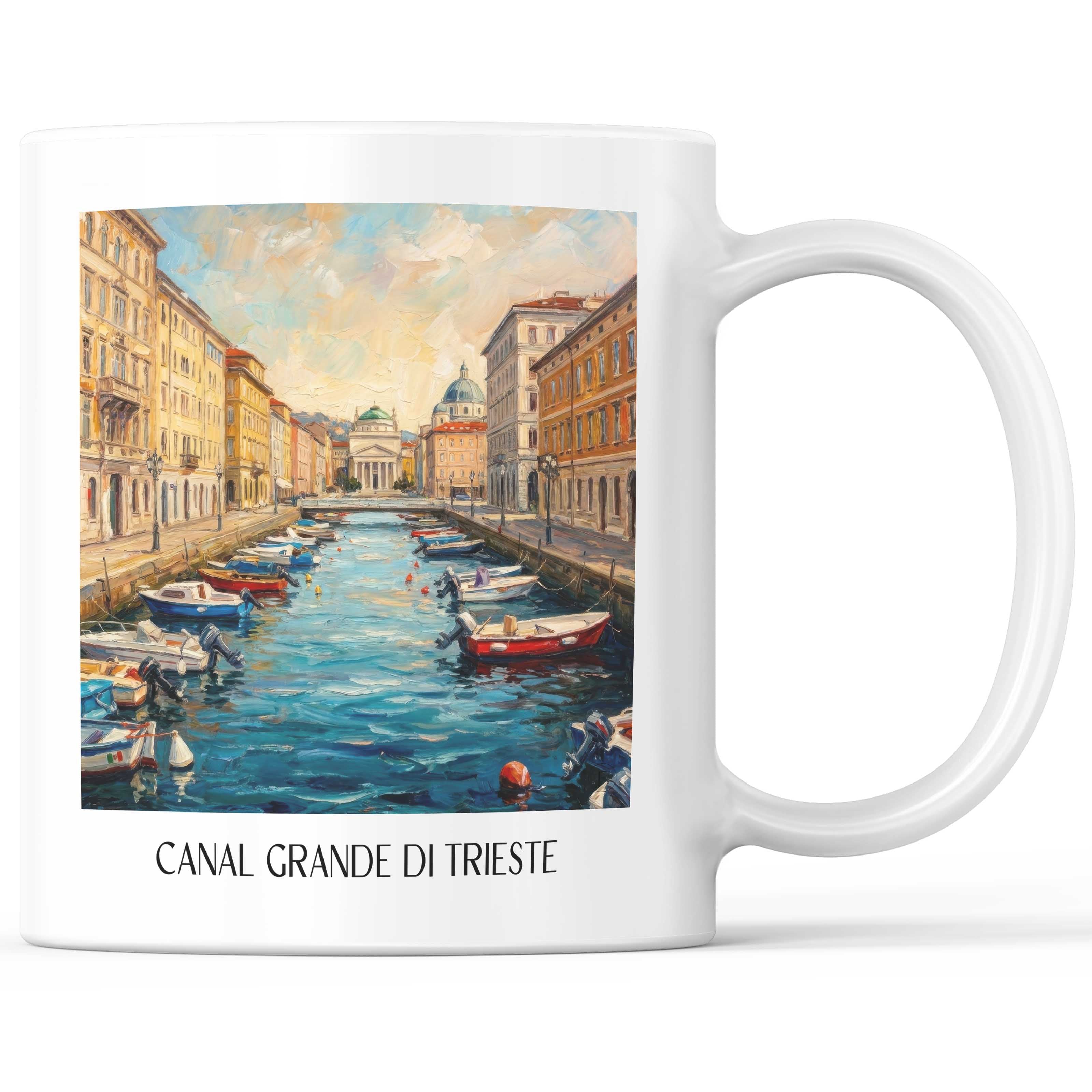 Canal Grande di Trieste Kaffeebecher - Italien - Italien Becher - Kaffeetasse im Ölgemälde Stil
