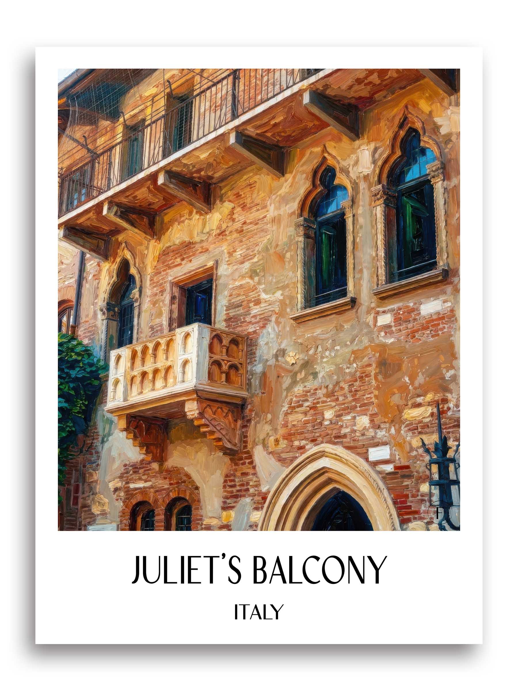 Balkon der Julia Poster - Verona - Italien Kunstdruck - Ölgemälde von A4 bis A1