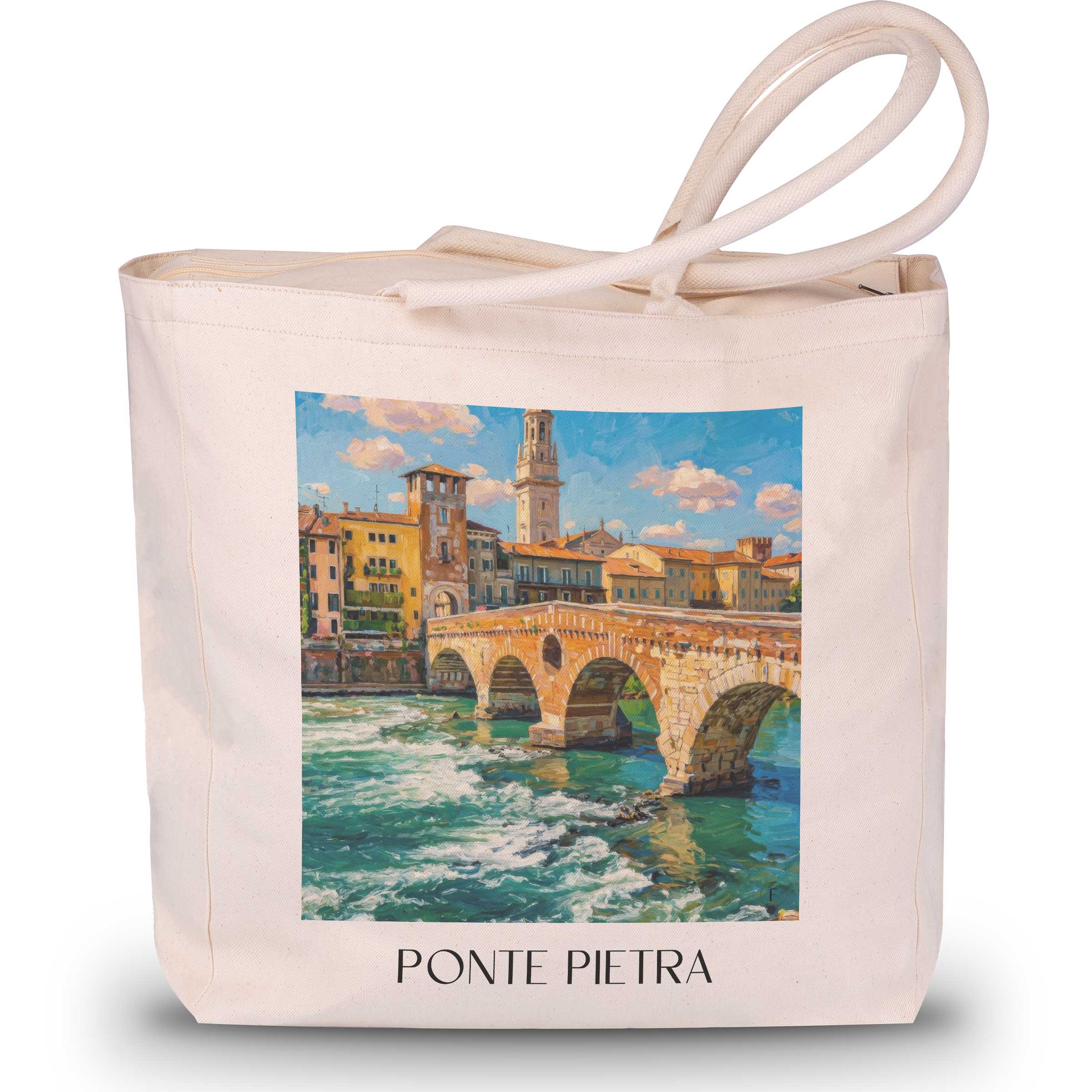 ponte-pietra-verona-italien-einkaufstasche-oil-painting-oelgemaelde