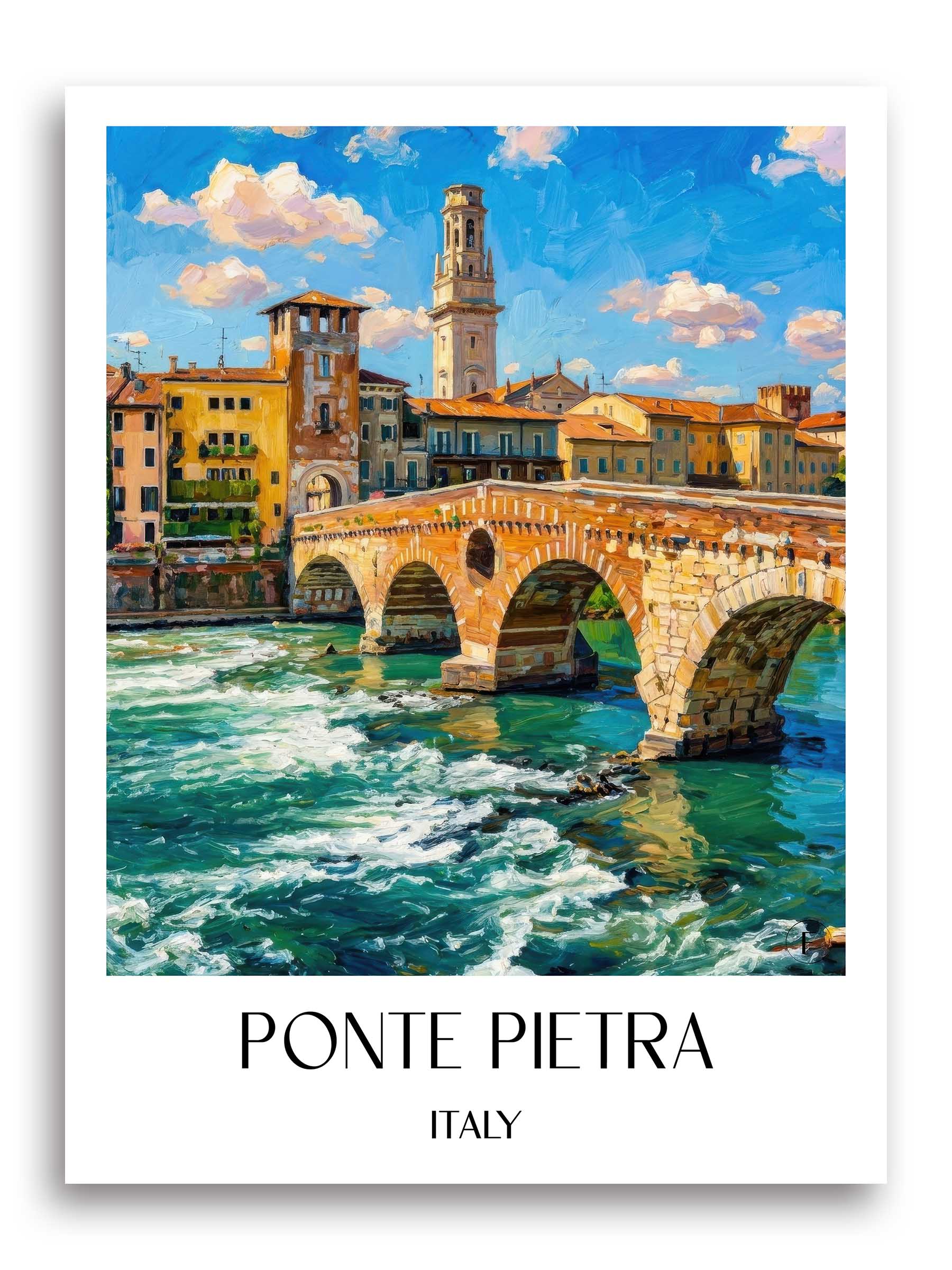 Ponte Pietra Poster - Verona - Italien Kunstdruck - Ölgemälde von A4 bis A1