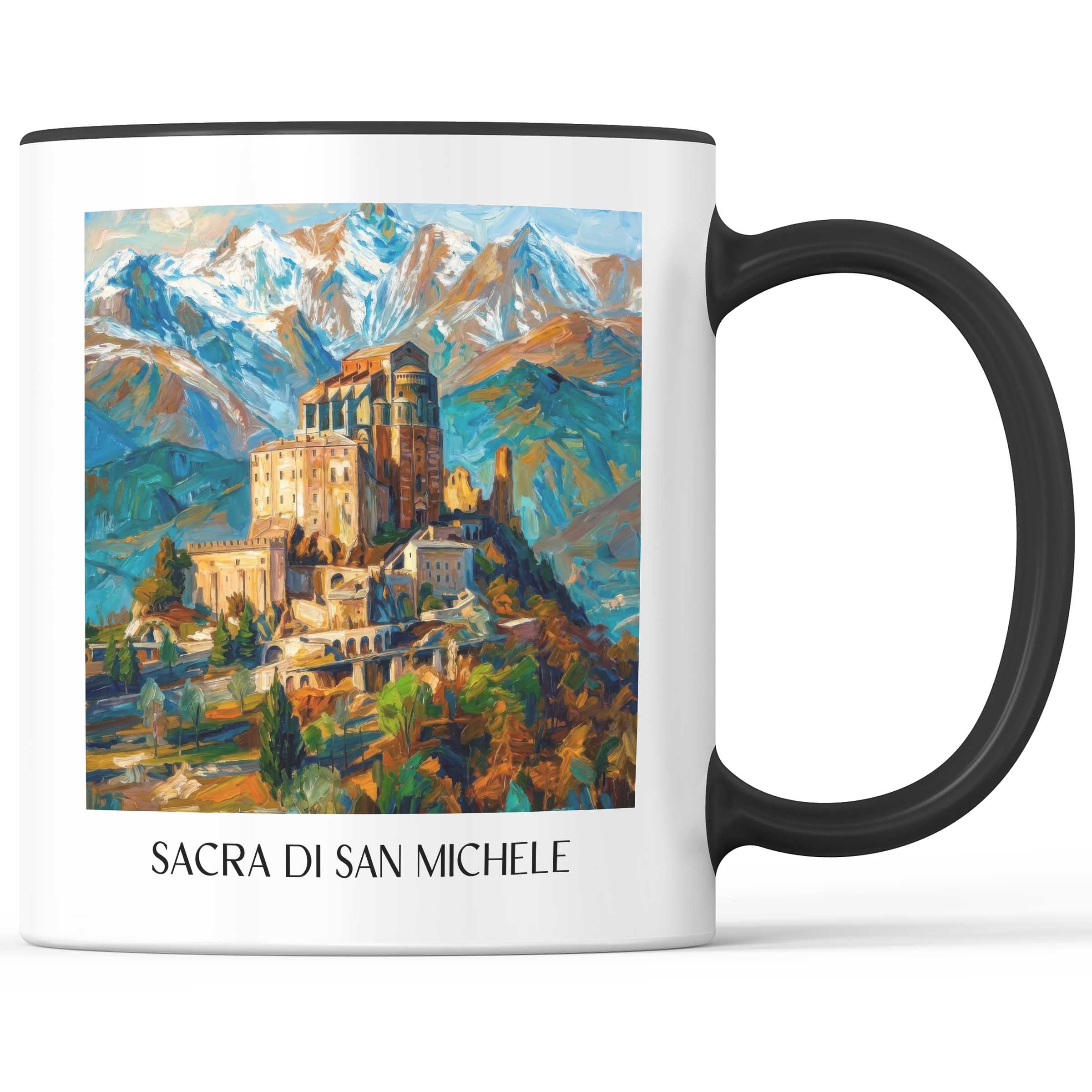 Sacra di San Michele Kaffeebecher - Piemont - Italien Becher - Kaffeetasse im Ölgemälde Stil