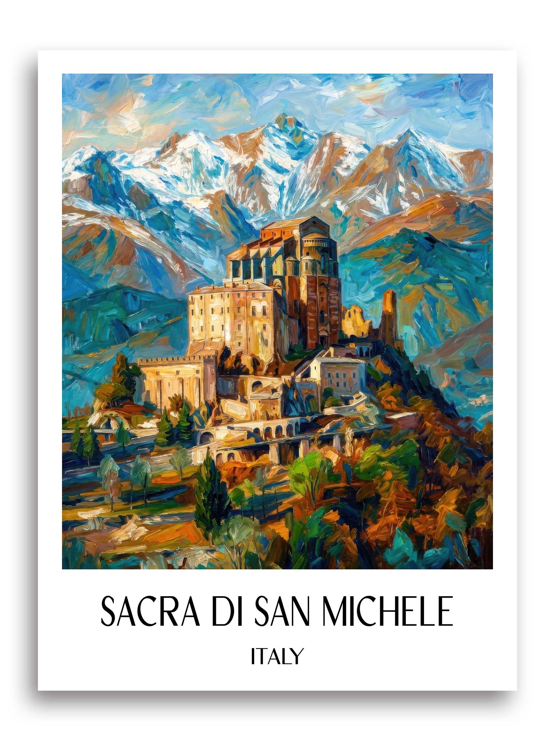 Sacra di San Michele Poster - Piemont - Italien Kunstdruck - Ölgemälde von A4 bis A1