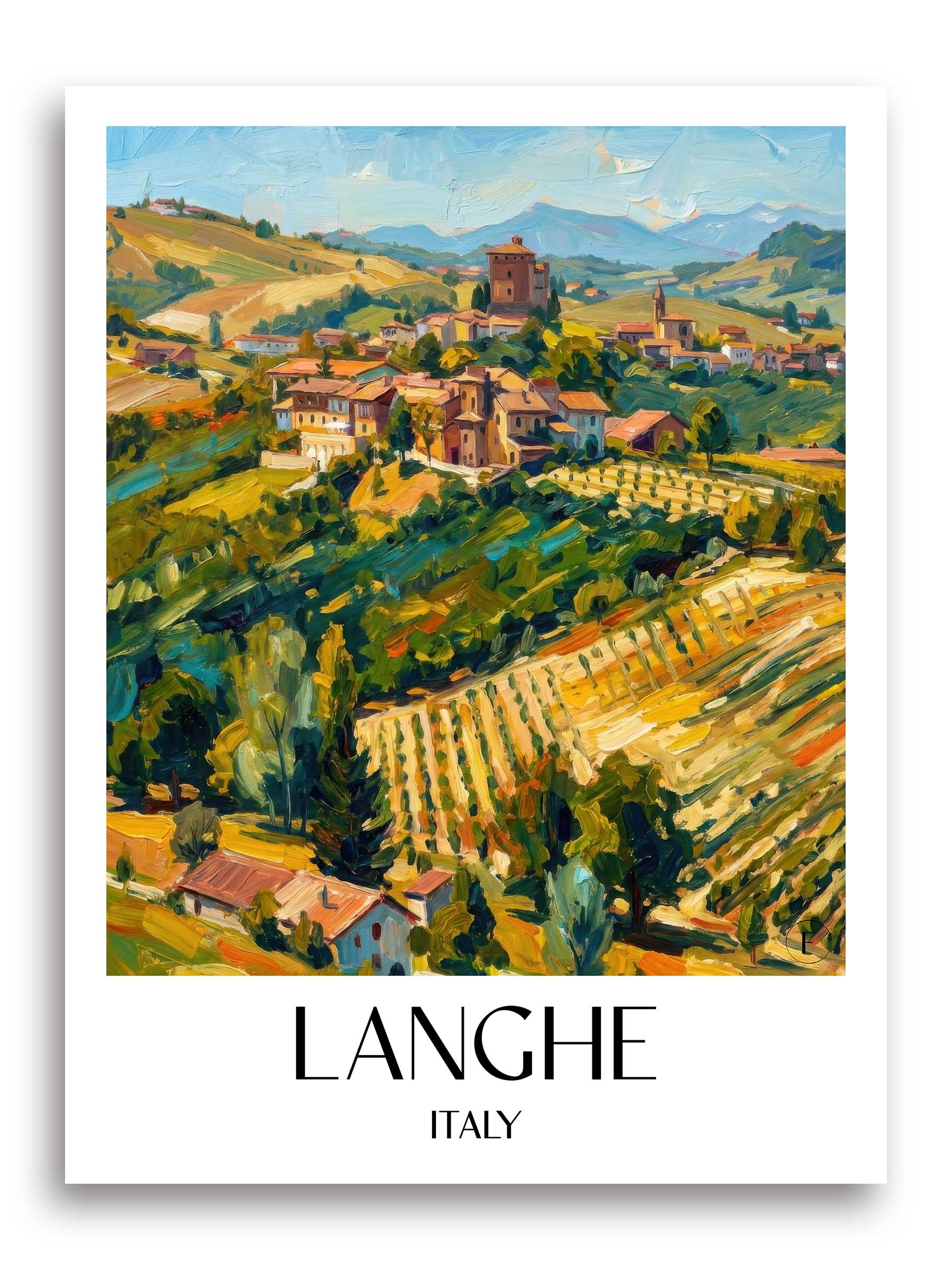 Langhe Poster - Piemont - Italien Kunstdruck - Ölgemälde von A4 bis A1