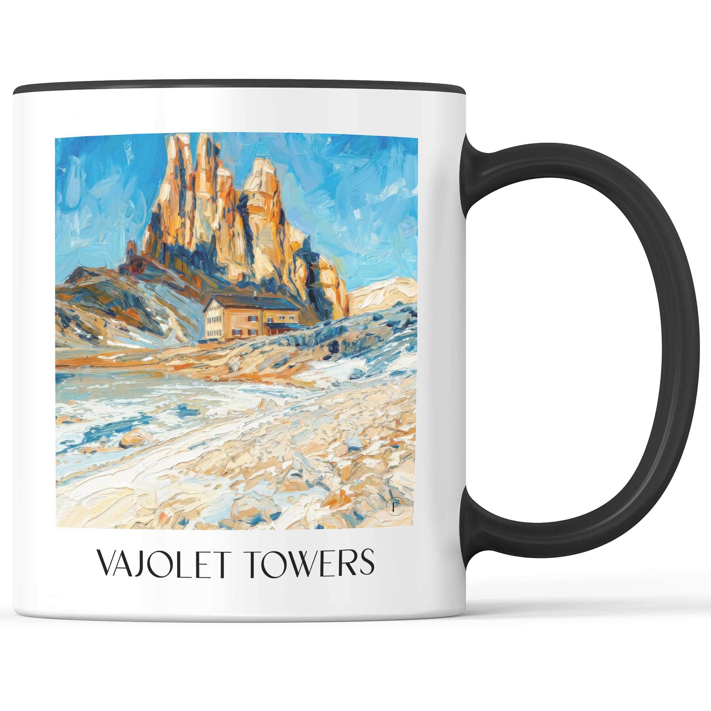 Vajolet-Türme Kaffeebecher - Dolomiten - Italien Becher - Kaffeetasse im Ölgemälde Stil