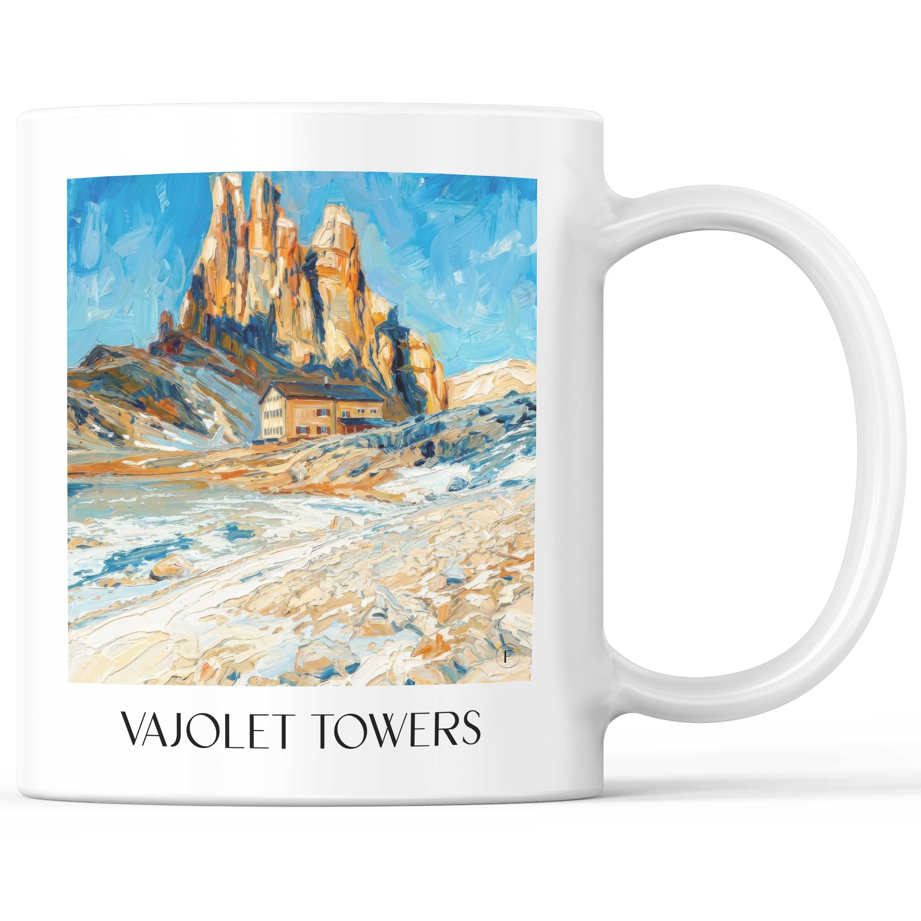 Vajolet-Türme Kaffeebecher - Dolomiten - Italien Becher - Kaffeetasse im Ölgemälde Stil