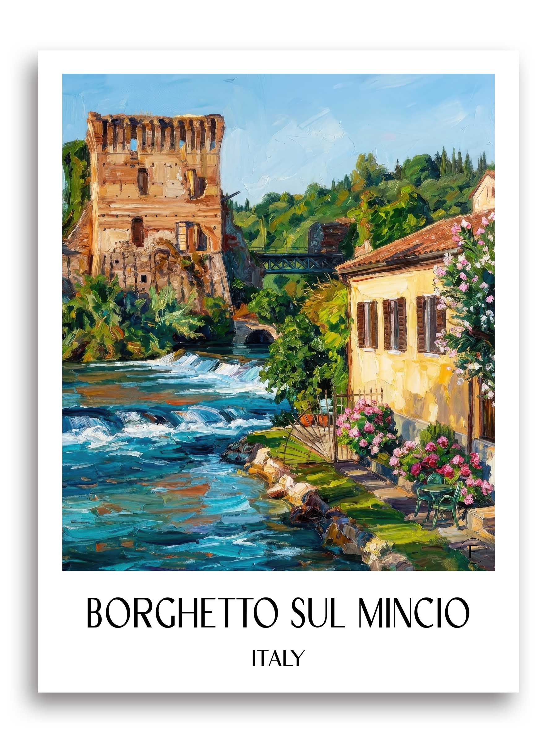 Borghetto sul Mincio Poster - Venetien - Italien Kunstdruck - Ölgemälde von A4 bis A1