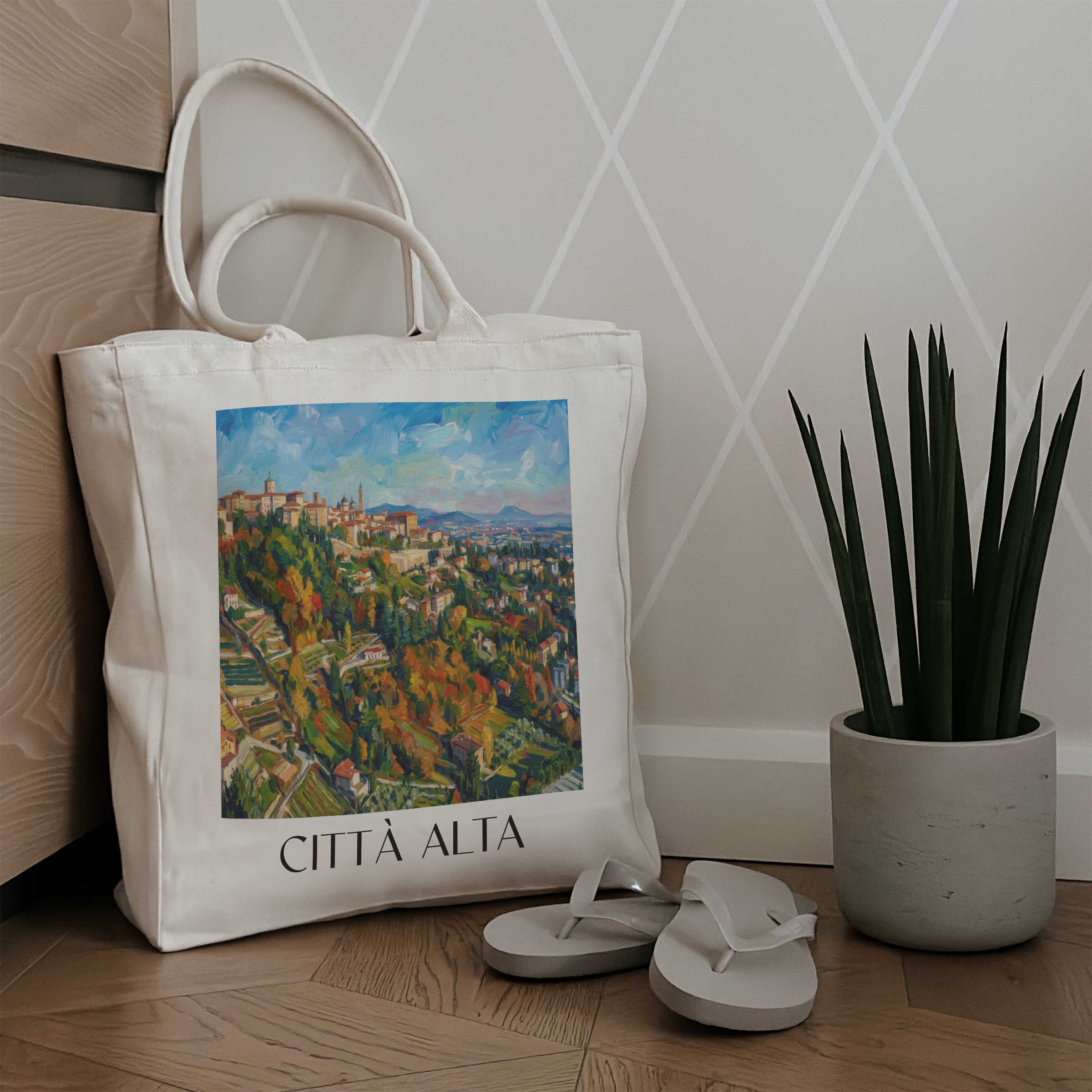 città-alta-bergamo-italien-einkaufstasche-oil-painting-oelgemaelde