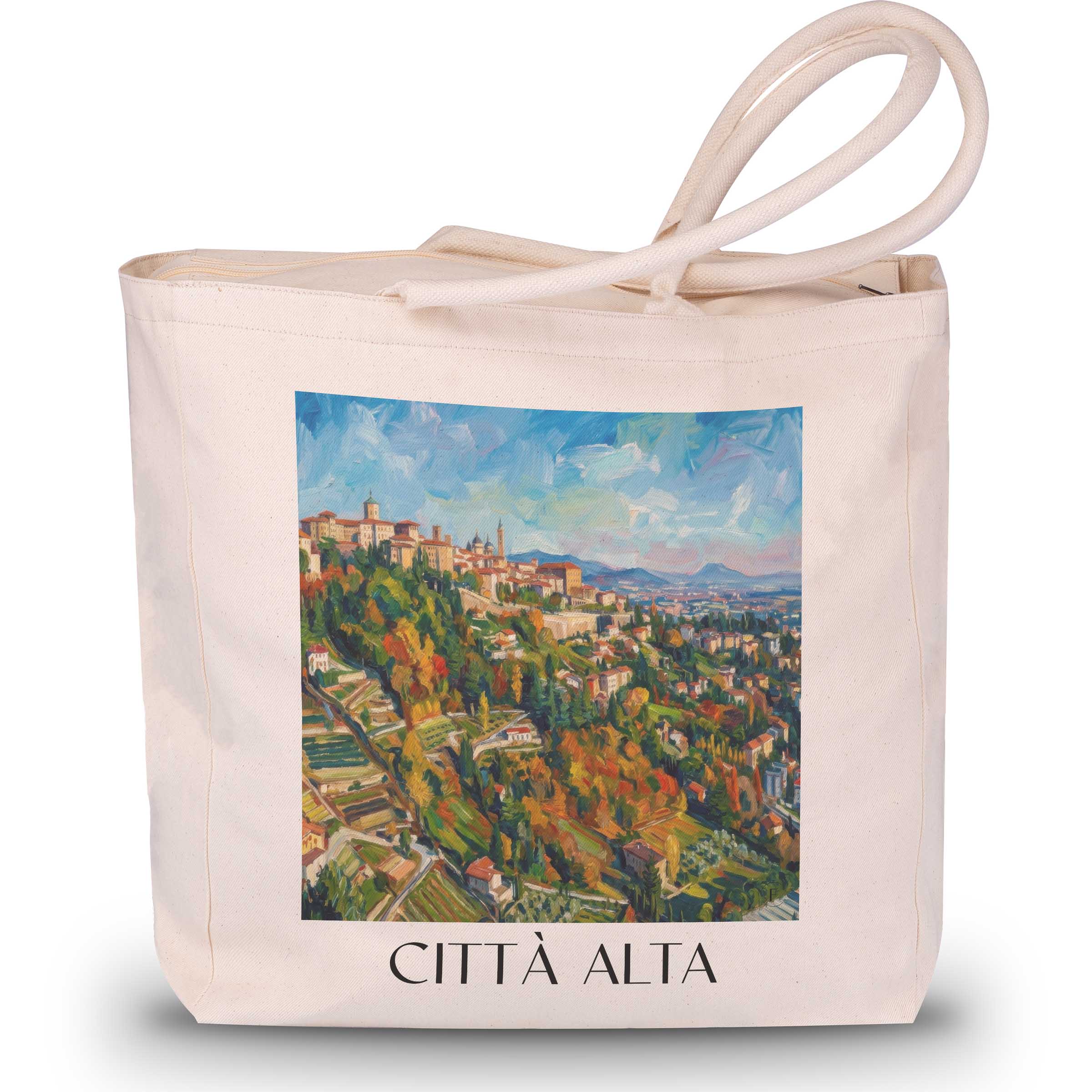 Città Alta Shopping Tasche - Bergamo - Italien Tote Bag - Einkaufstasche im Ölgemälde Stil