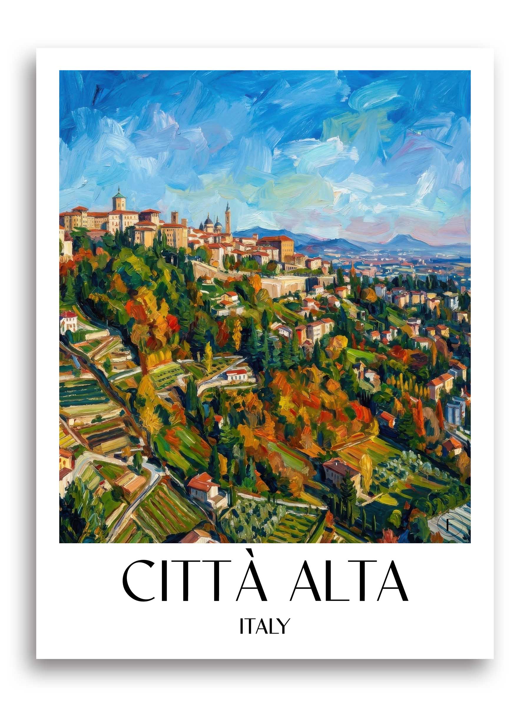 Città Alta Poster - Bergamo - Italien Kunstdruck - Ölgemälde von A4 bis A1