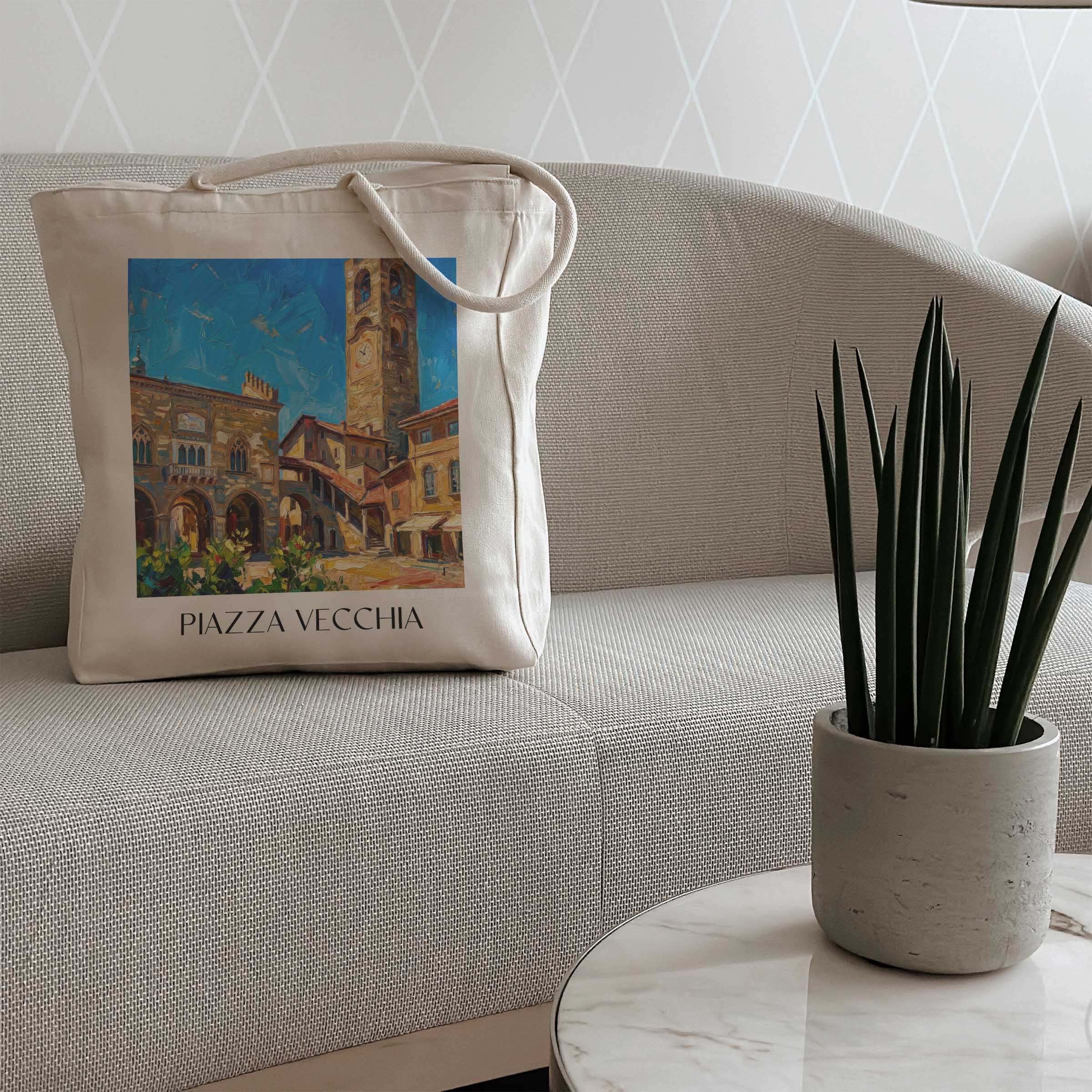 piazza-vecchia-bergamo-italien-einkaufstasche-oil-painting-oelgemaelde