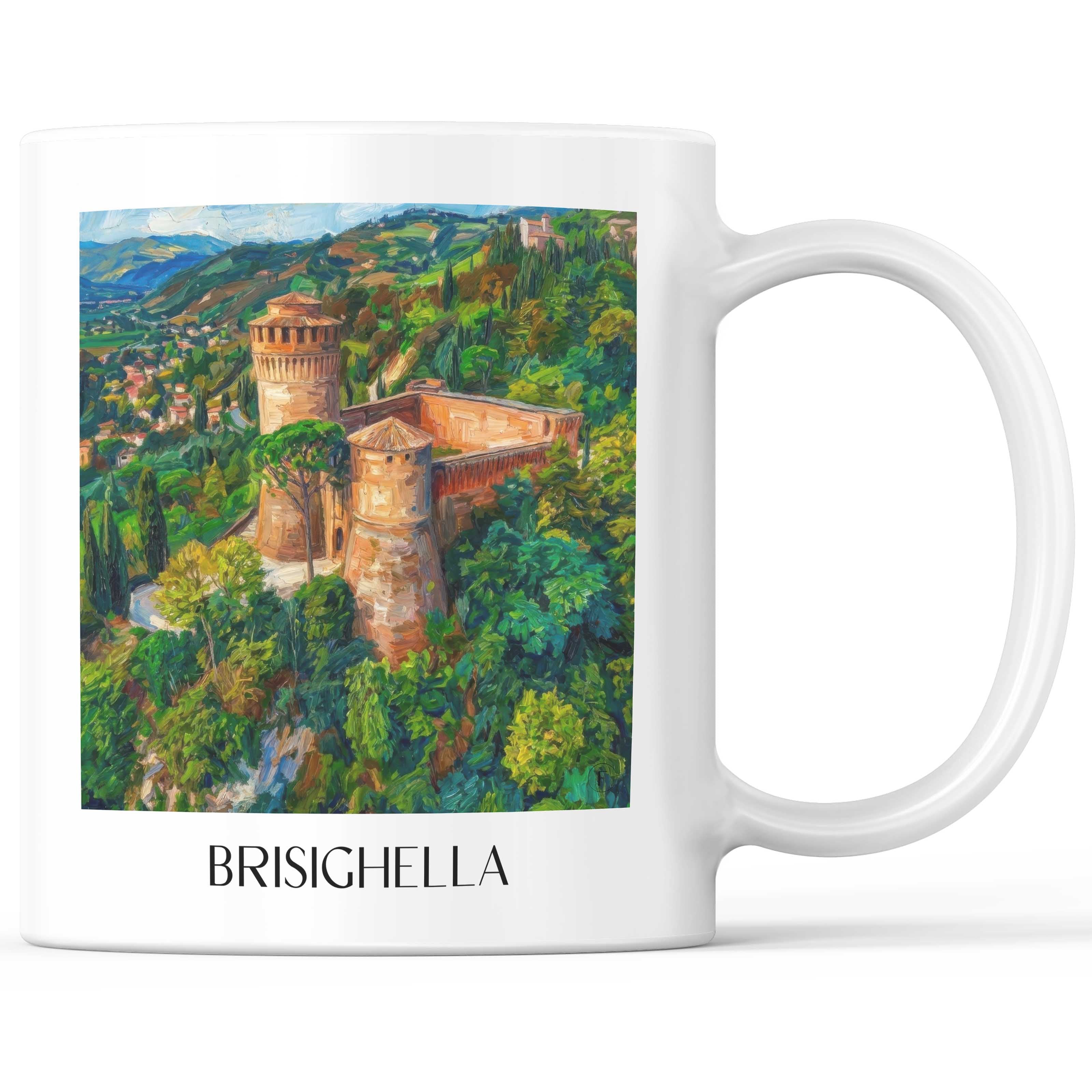 Brisighella Kaffeebecher - Emilia-Romagna - Italien Becher - Kaffeetasse im Ölgemälde Stil
