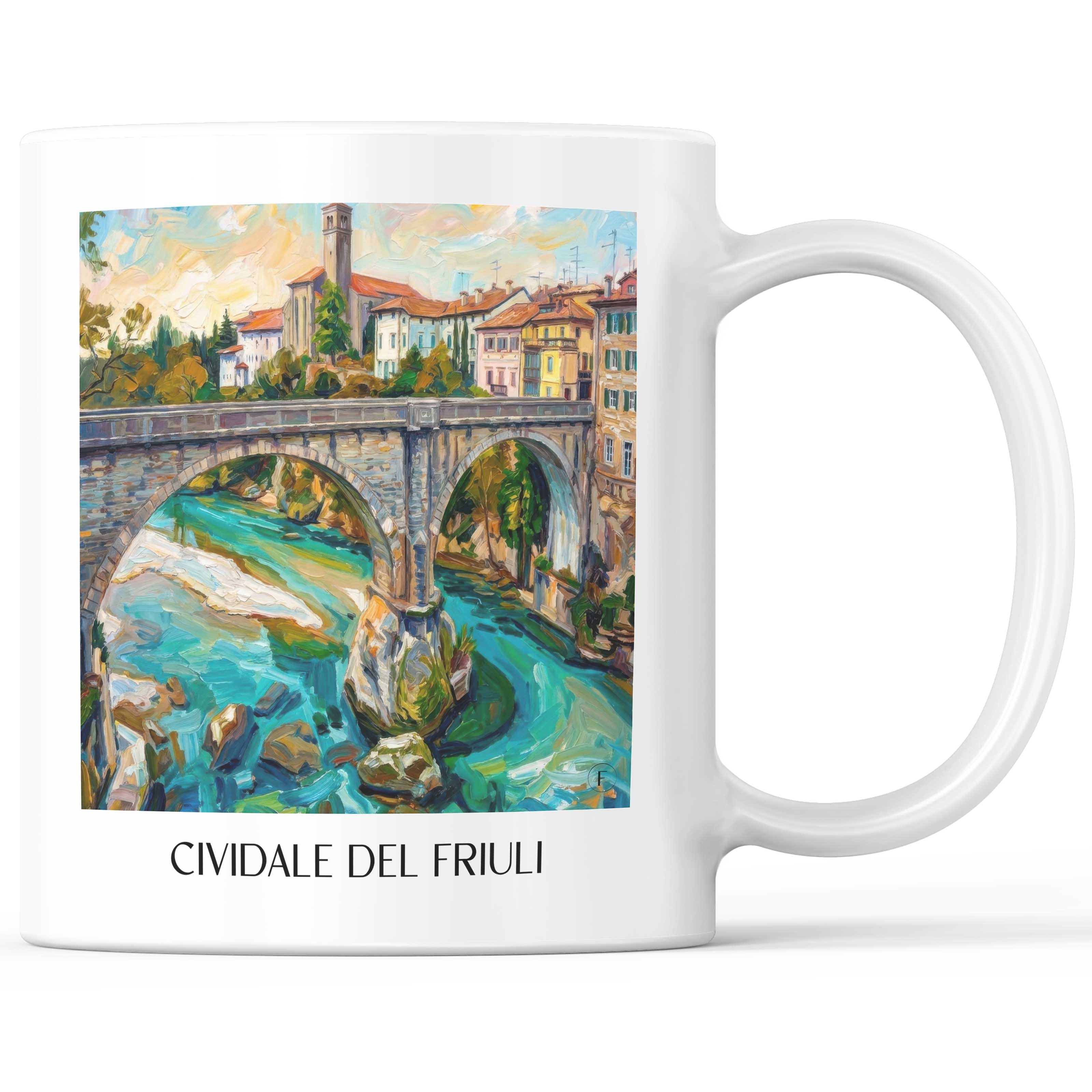 Cividale del Friuli Kaffeebecher - Udine - Italien Becher - Kaffeetasse im Ölgemälde Stil