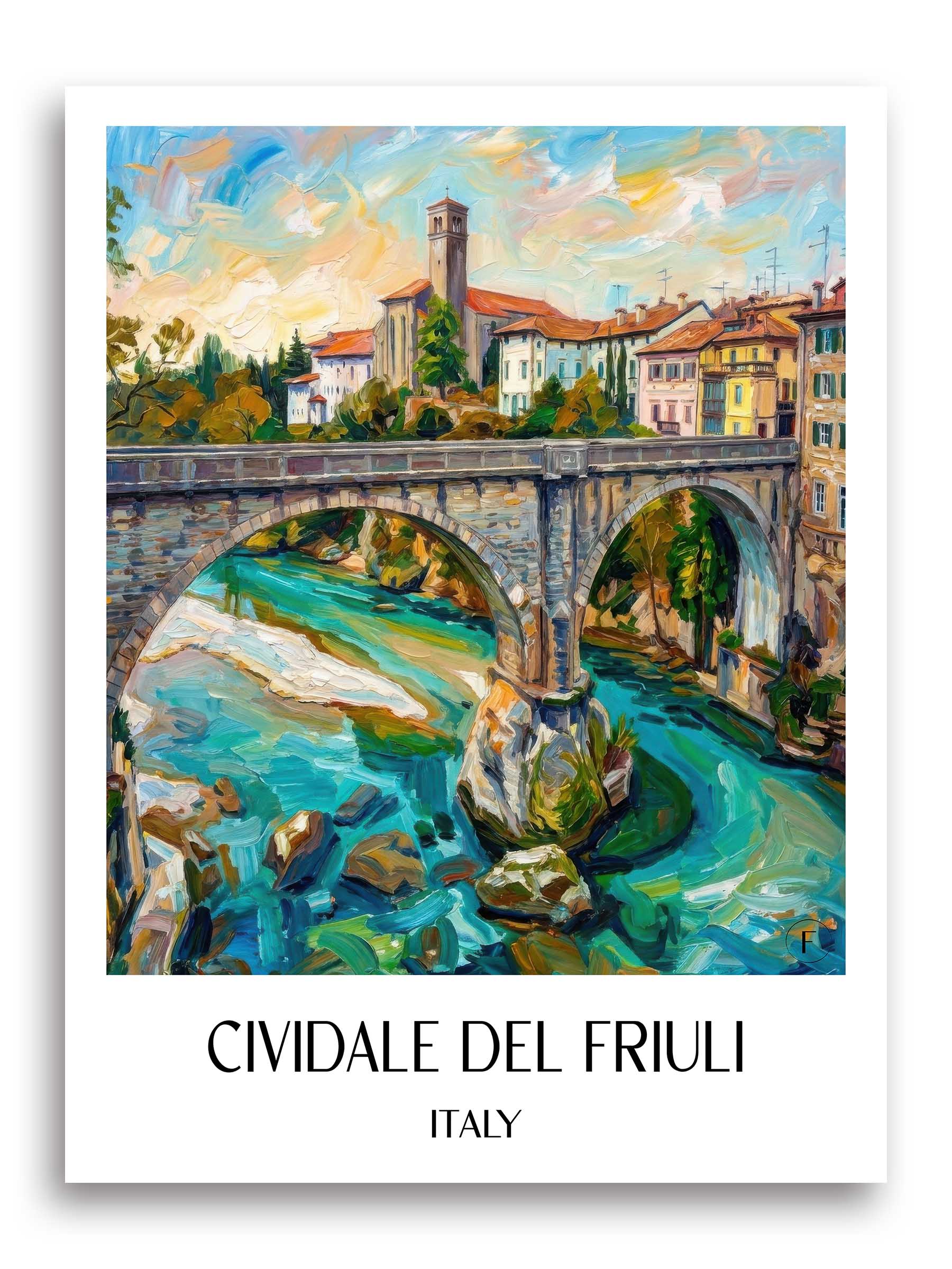 Cividale del Friuli Poster - Udine - Italien Kunstdruck - Ölgemälde von A4 bis A1