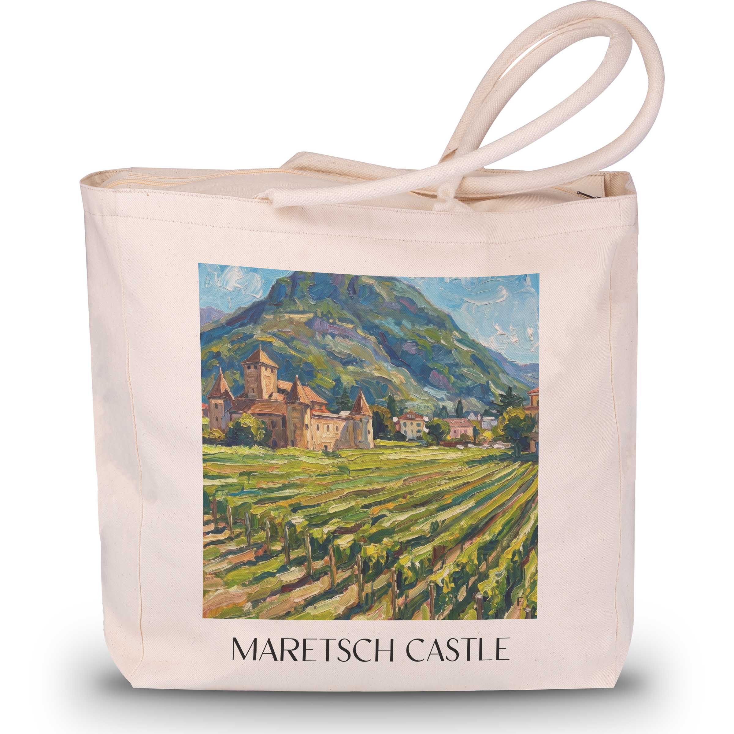 Schloss Maretsch Shopping Tasche - Bozen - Italien Tote Bag - Einkaufstasche im Ölgemälde Stil
